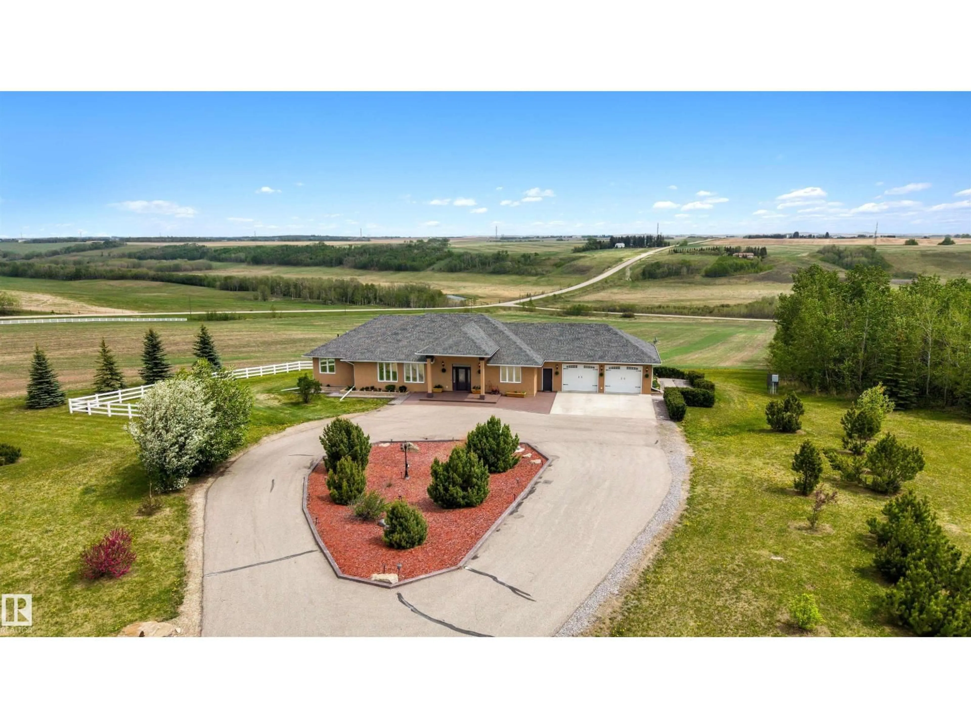 A pic from outside/outdoor area/front of a property/back of a property/a pic from drone, unknown for 28125 HIGHWAY 587, Rural Red Deer County Alberta T4G0E9