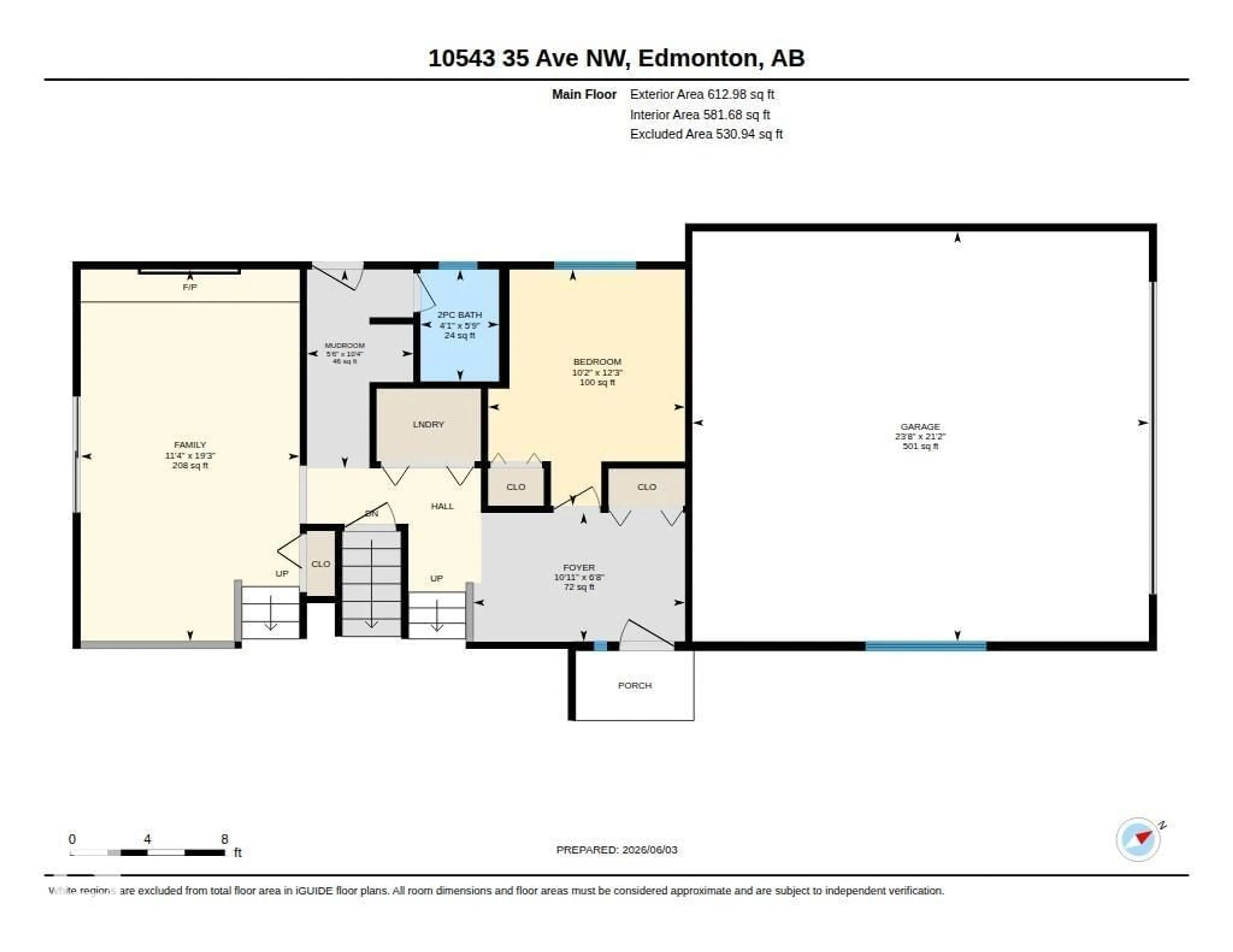 Floor plan for 10543 35 AV, Edmonton Alberta T6J2M1