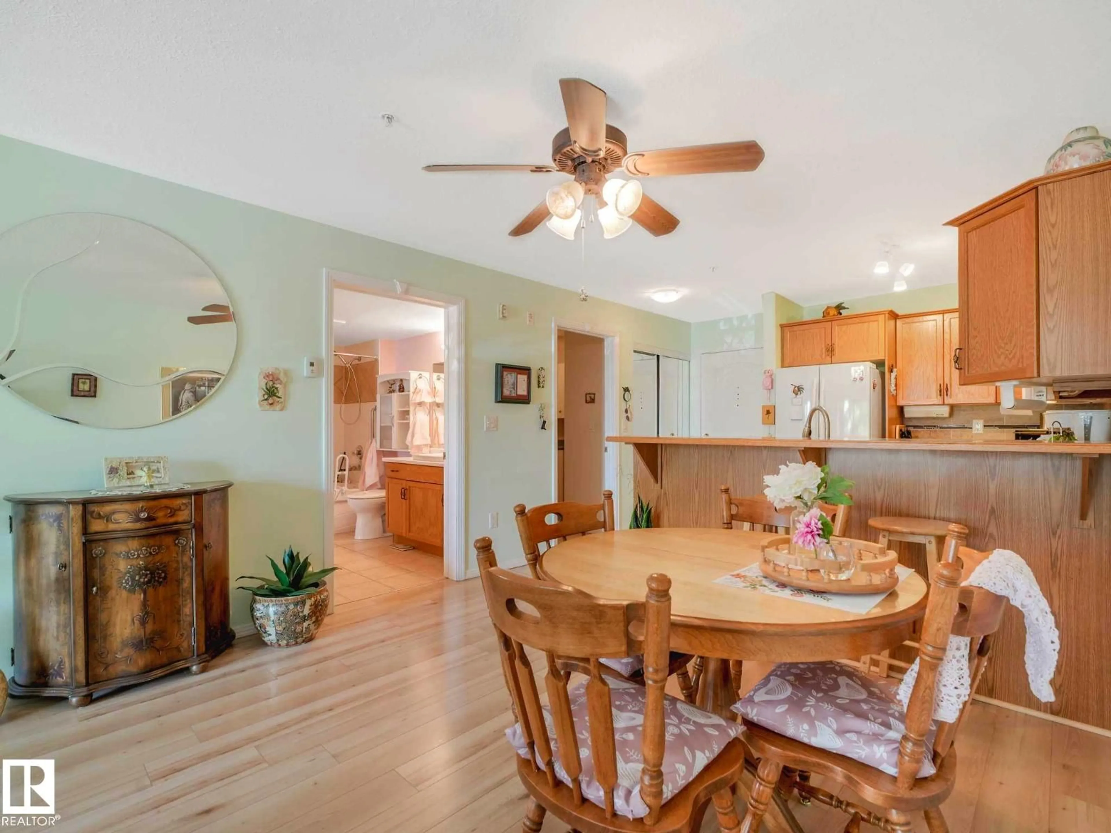 Dining room, wood/laminate floor for #305 - 8922 156 ST, Edmonton Alberta T5R5Z3