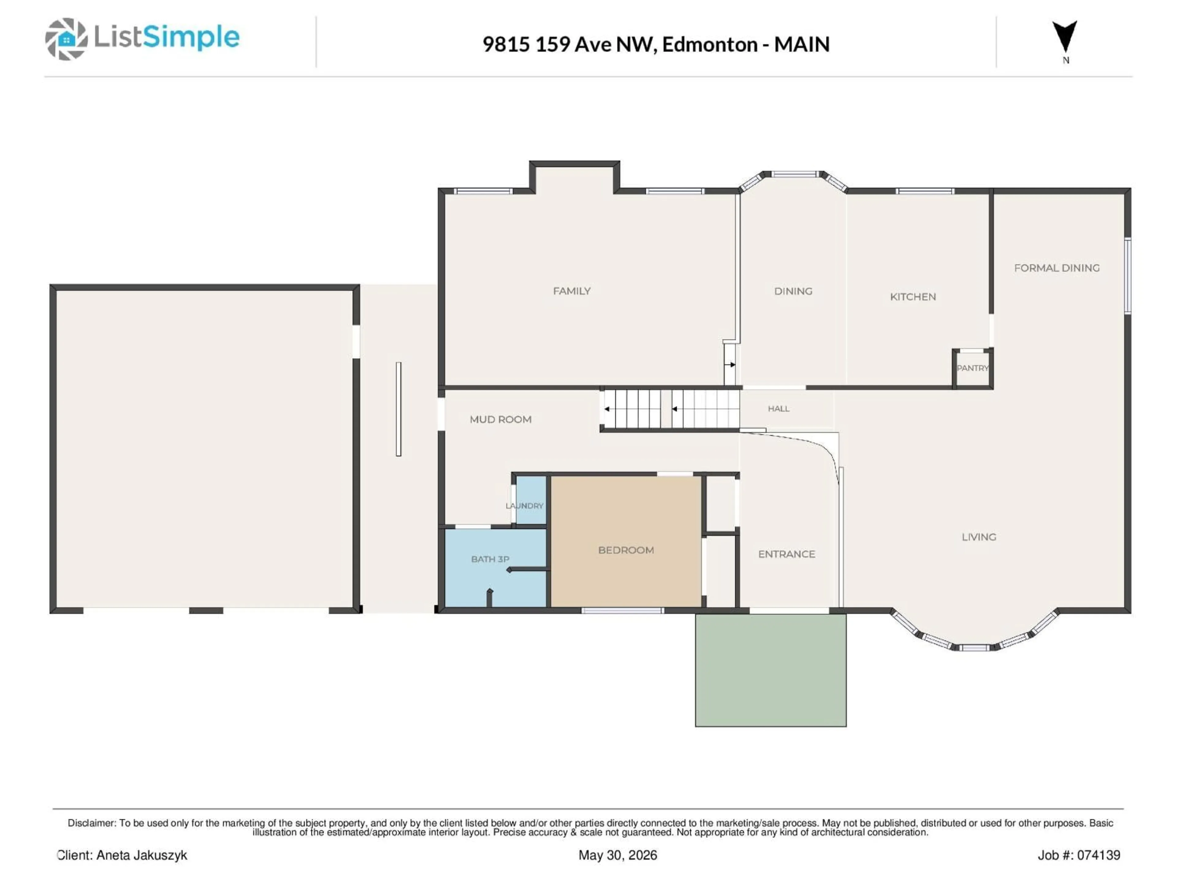 Floor plan for NW - 9815 159 AV, Edmonton Alberta T5X4V6