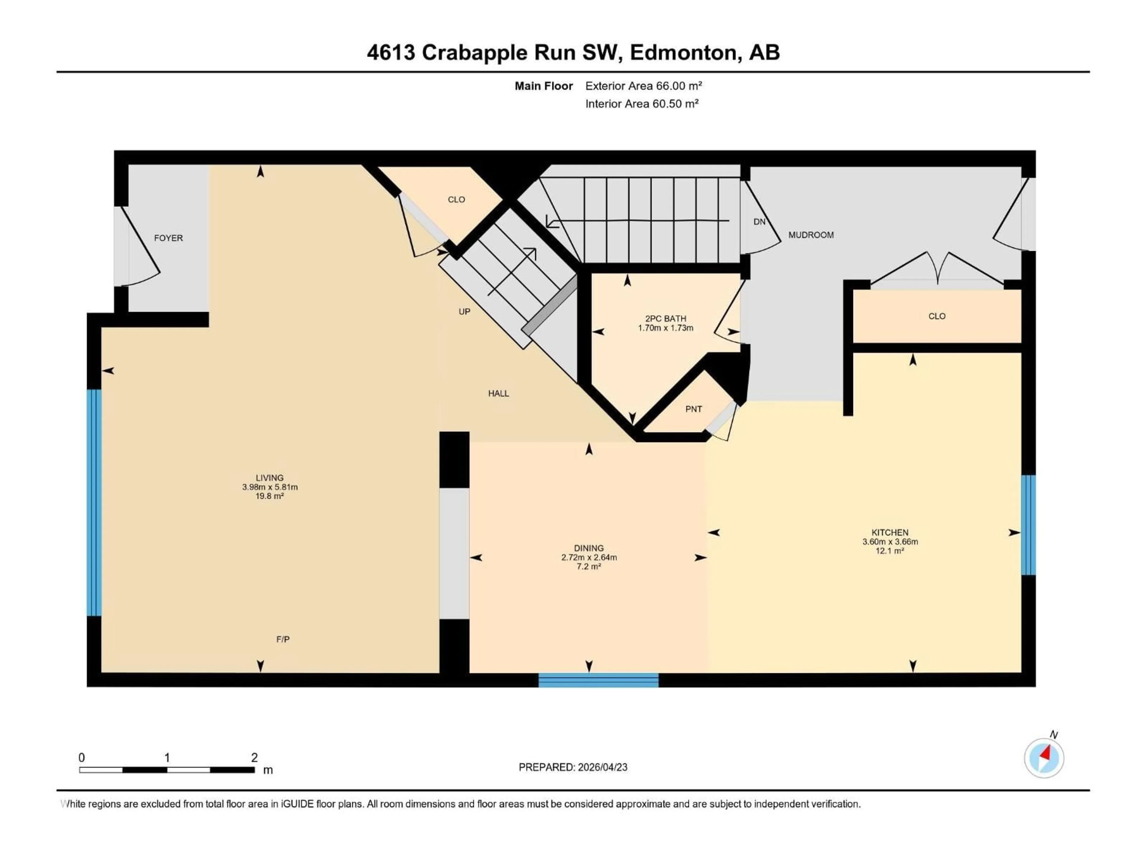 Floor plan for SW - 4613 CRABAPPLE RU, Edmonton Alberta T6X0X8