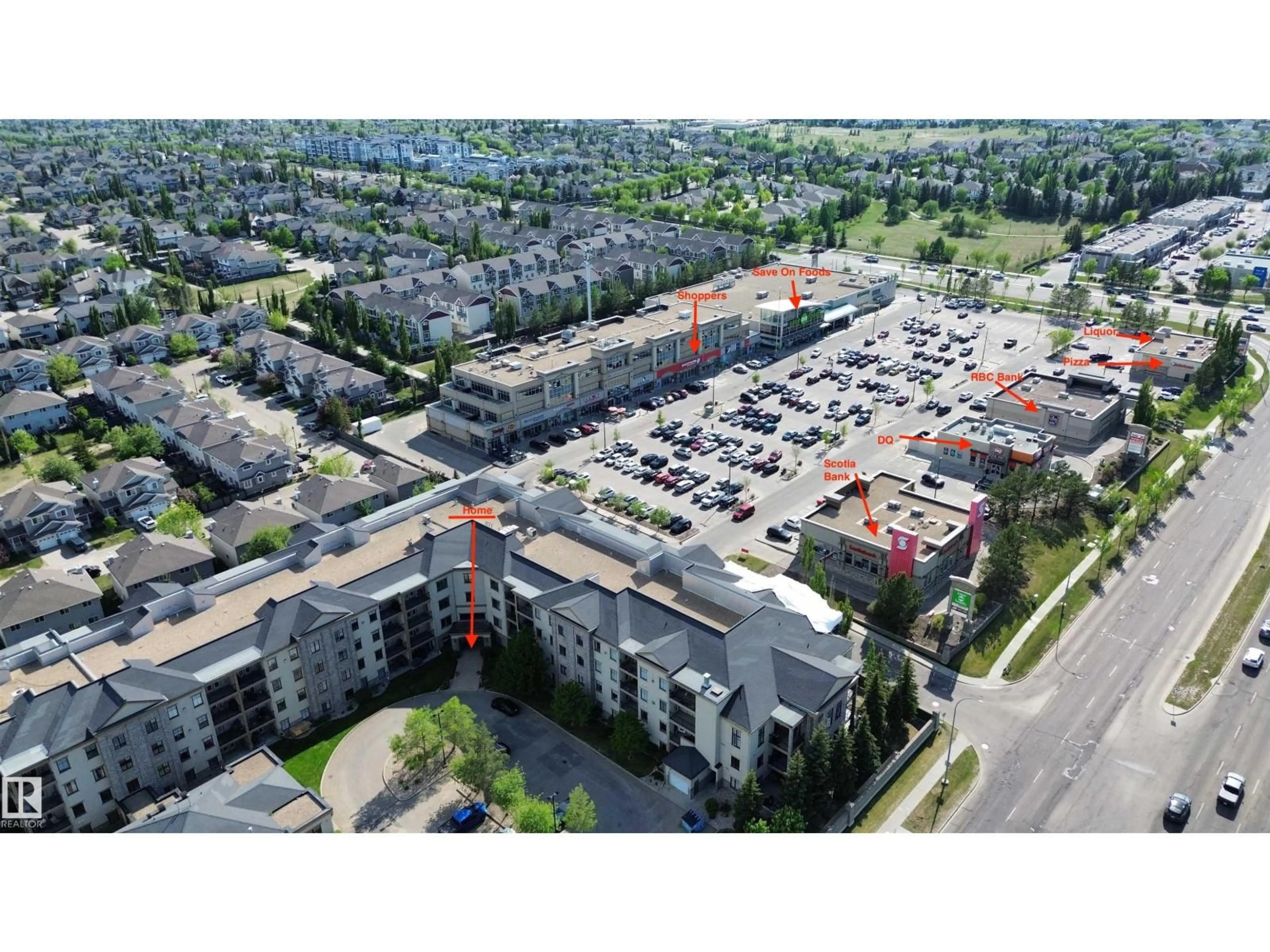 A pic from outside/outdoor area/front of a property/back of a property/a pic from drone, street for 160 - 117 MAGRATH RD, Edmonton Alberta T6R3T7