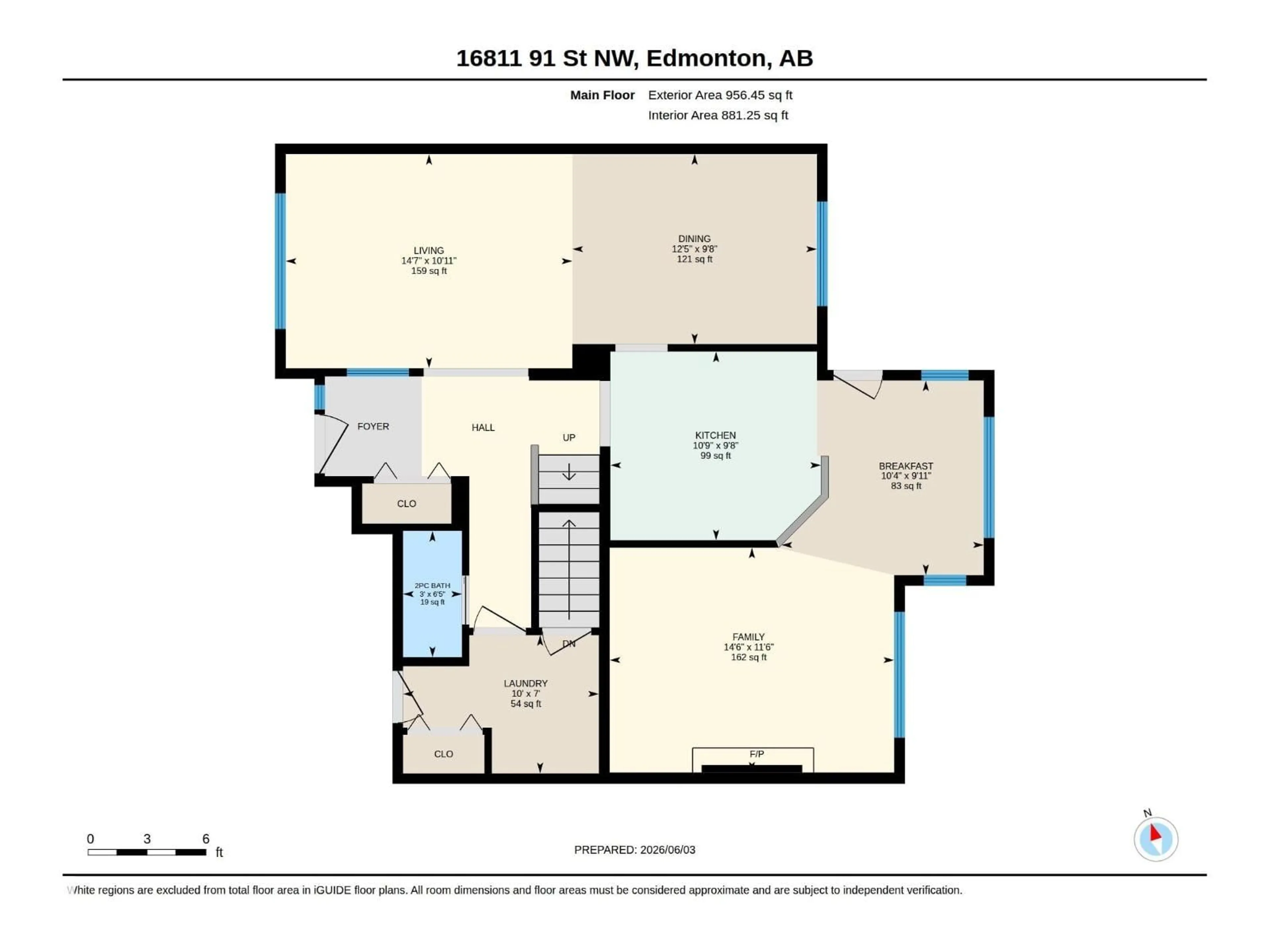 Floor plan for 16811 91 ST, Edmonton Alberta T5Z2W7