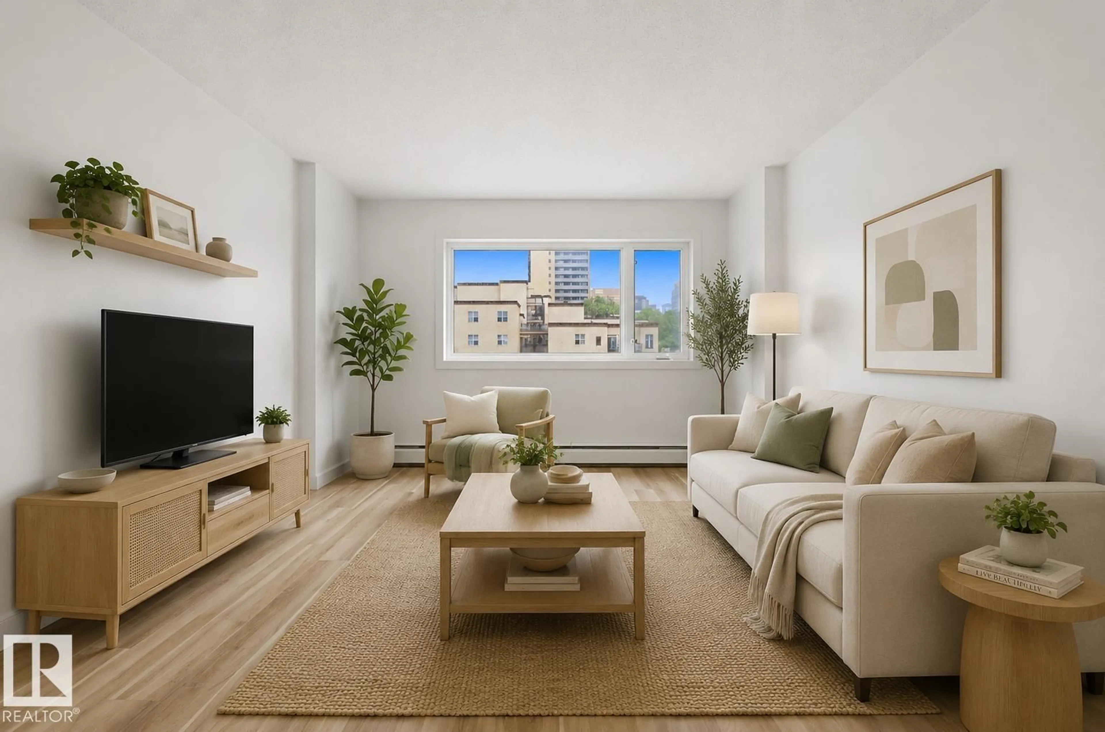 Living room with furniture, unknown for #703 - 9710 105 ST, Edmonton Alberta T5K1A3