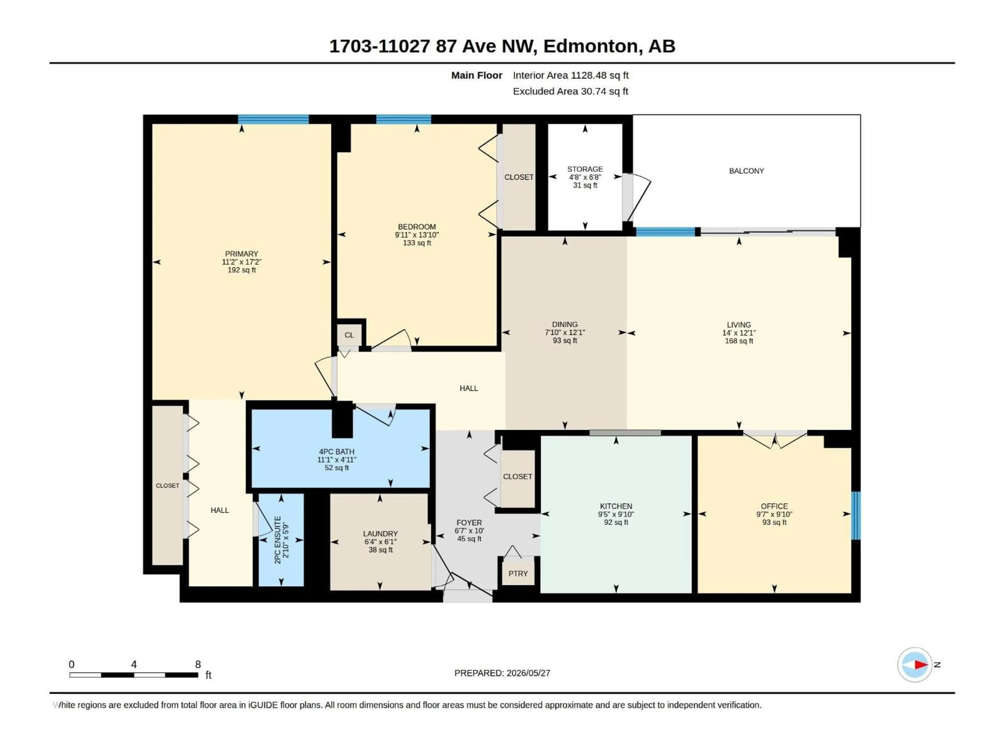 Floor plan for 1703 - 11027 87 AV, Edmonton Alberta T6G2P9