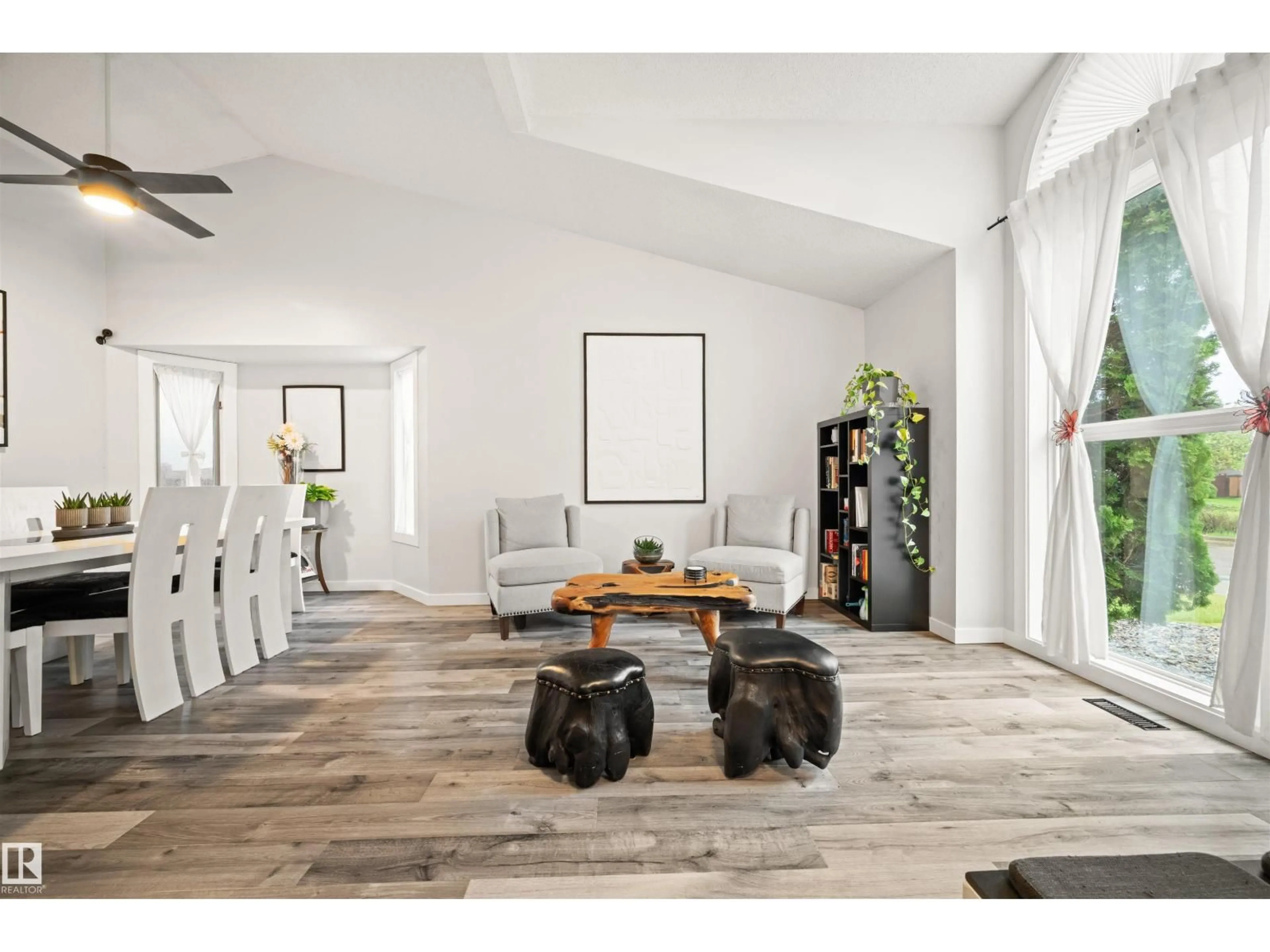 Living room with furniture, wood/laminate floor for 315 BUCHANAN WY, Edmonton Alberta T6R2B4