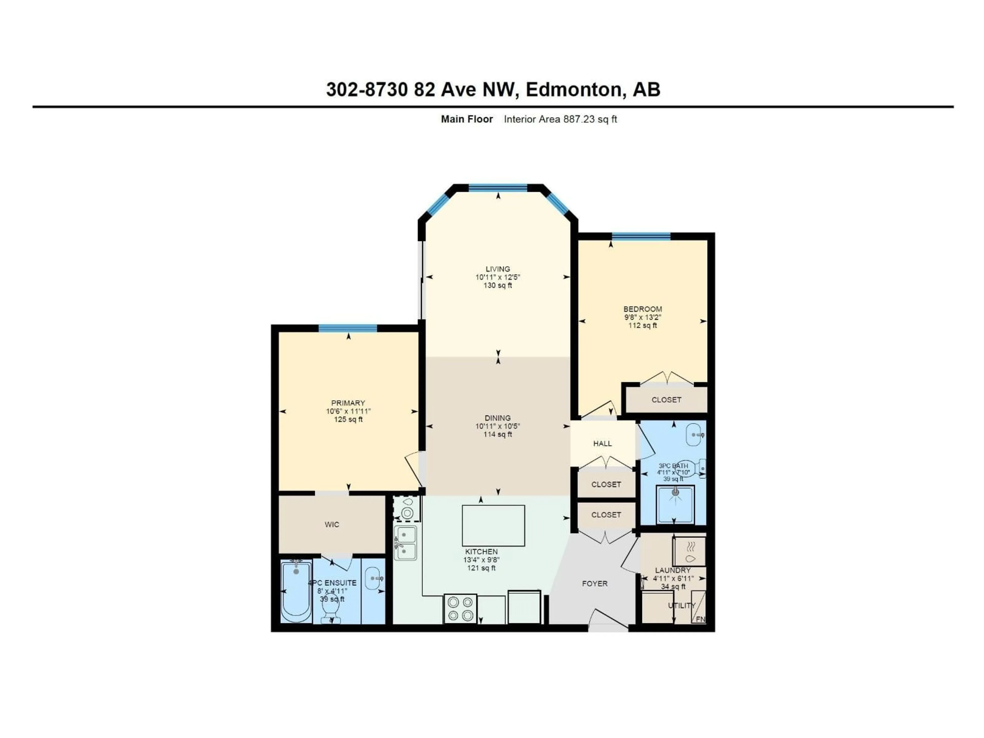 Floor plan for #302 - 8730 82 AV, Edmonton Alberta T6C0Z1