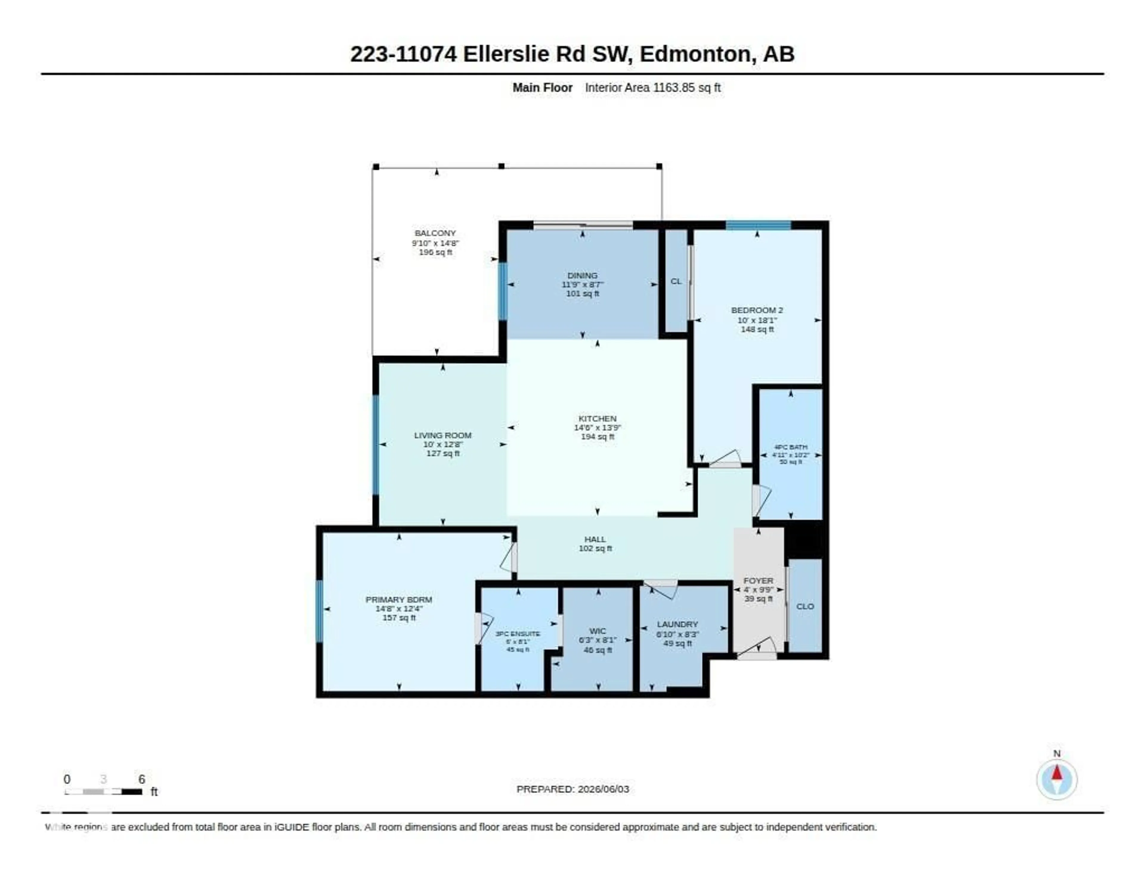Floor plan for #223 - 11074 ELLERSLIE RD SW, Edmonton Alberta T6W2C2