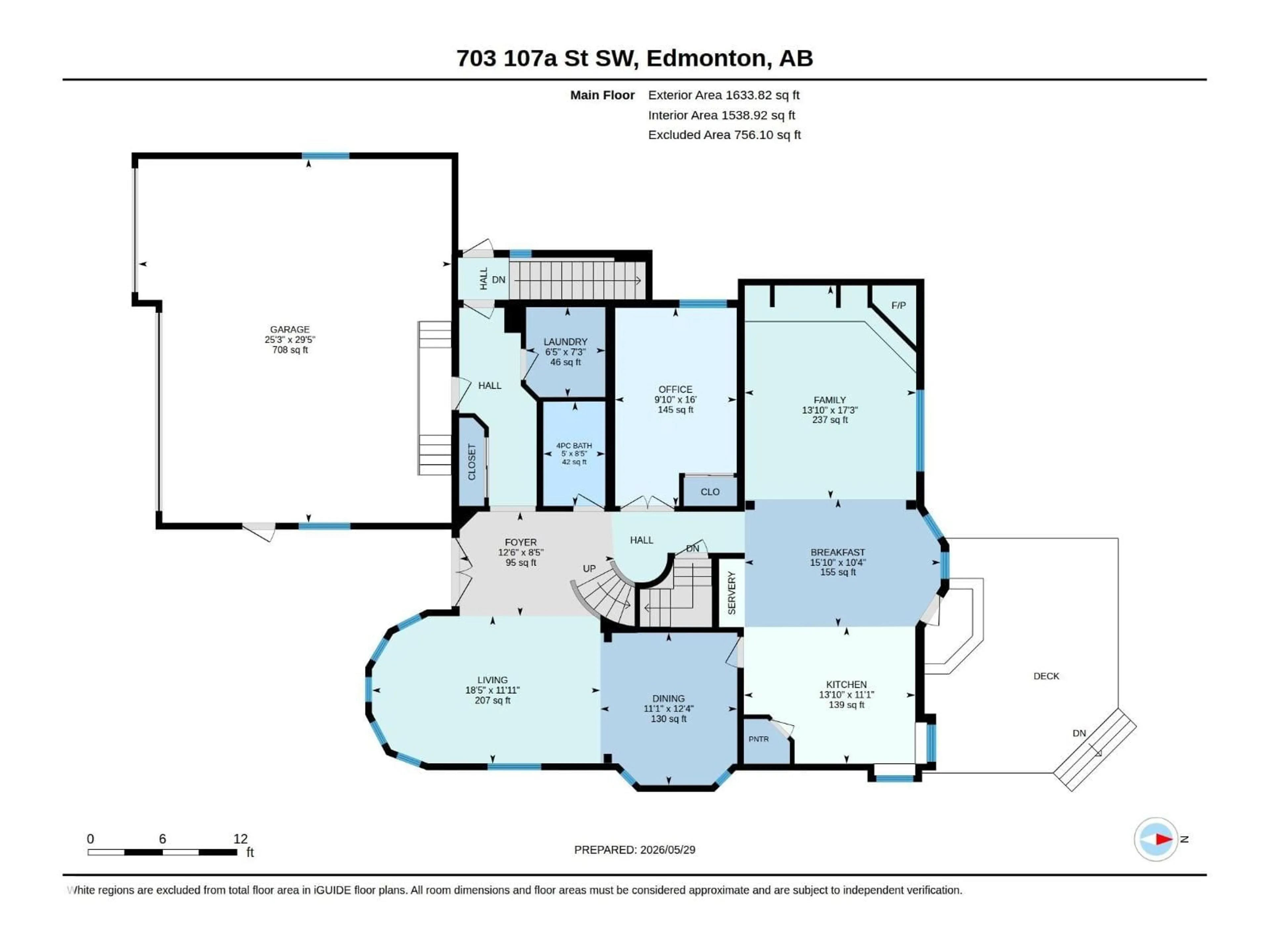 Floor plan for SW - 703 107A ST, Edmonton Alberta T6W1G4
