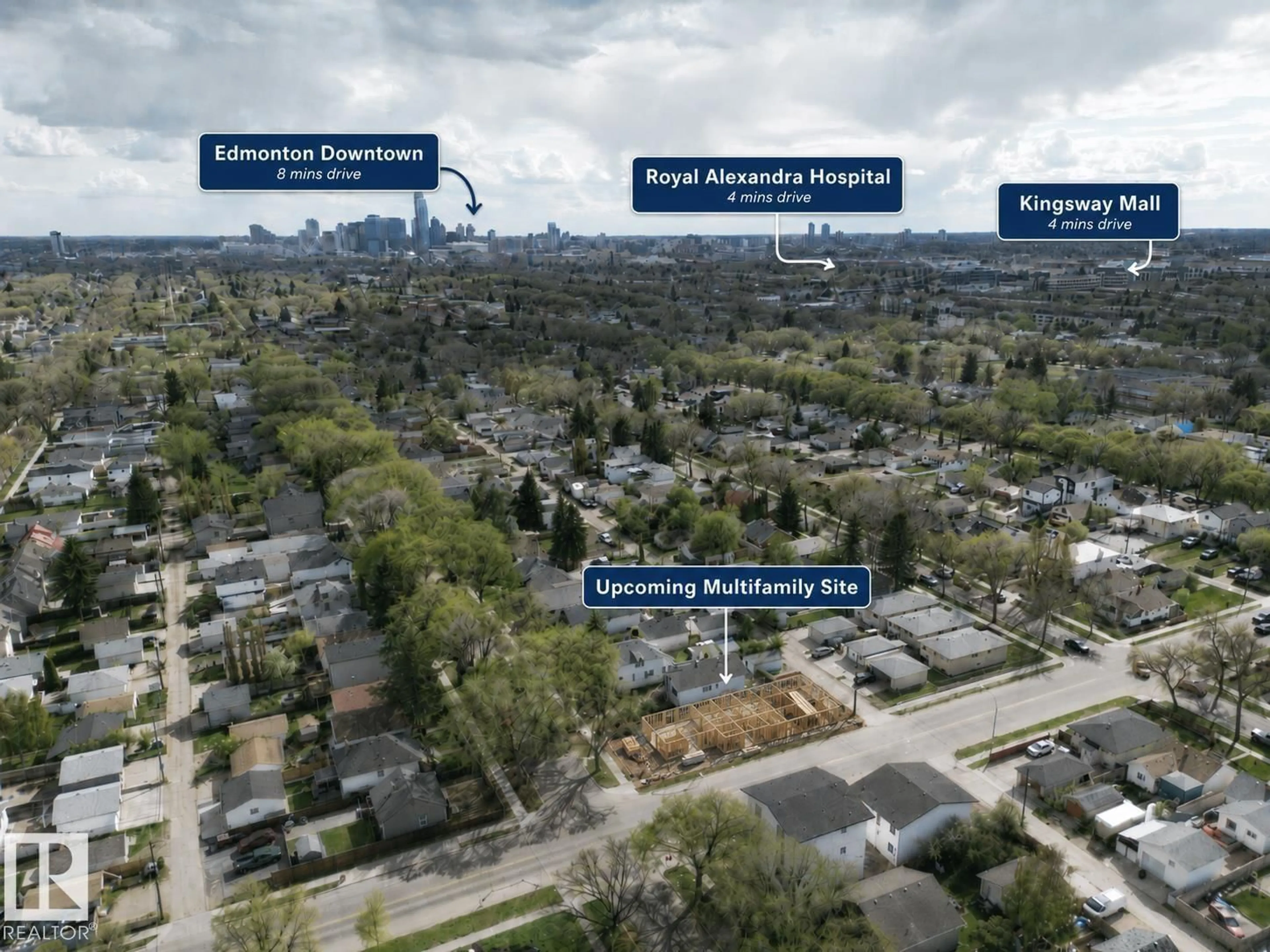 A pic from outside/outdoor area/front of a property/back of a property/a pic from drone, street for NW - 12160 93 ST, Edmonton Alberta T5G1E8