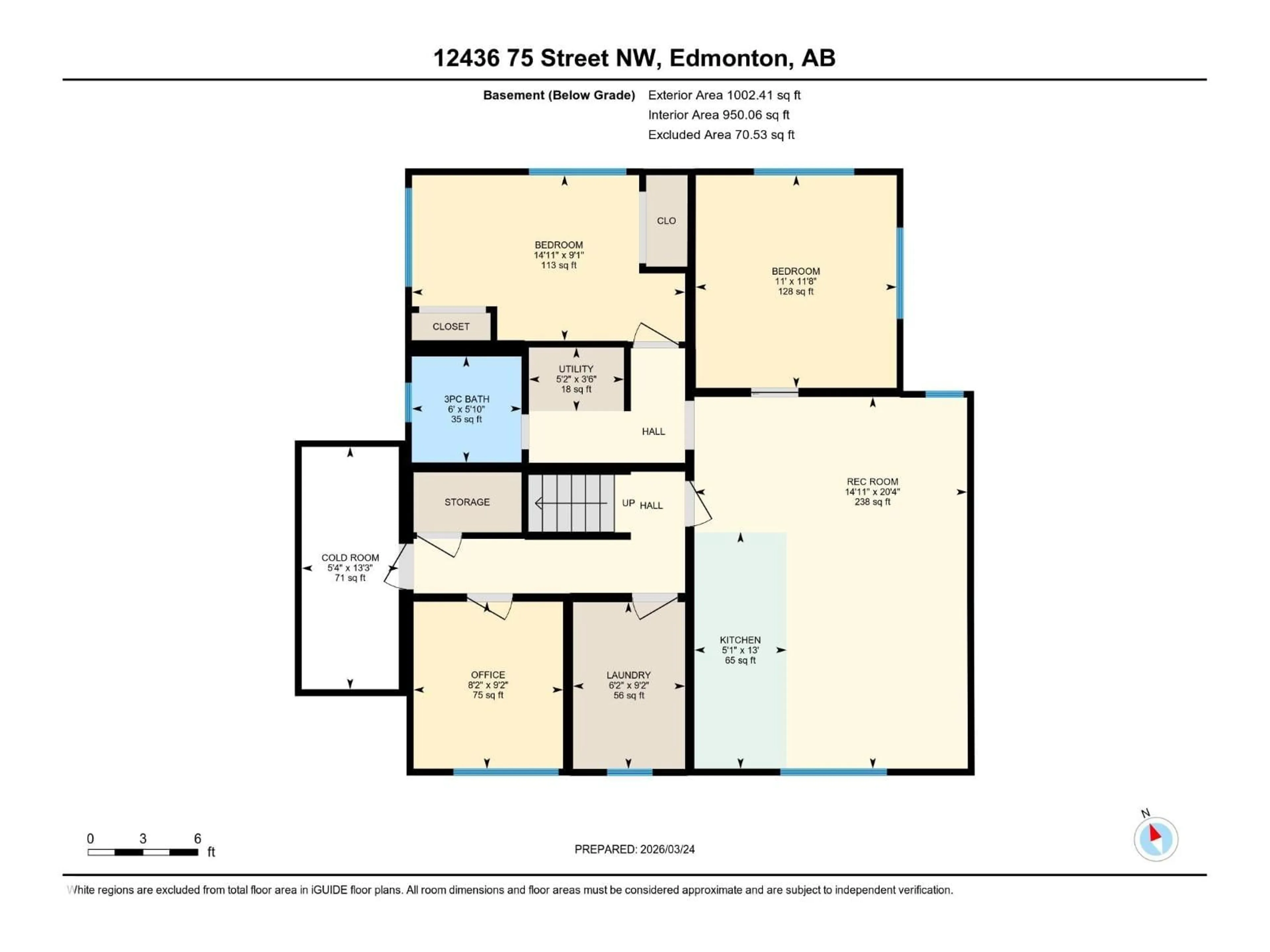 Floor plan for NW - 12436 75 ST, Edmonton Alberta T5B2C2