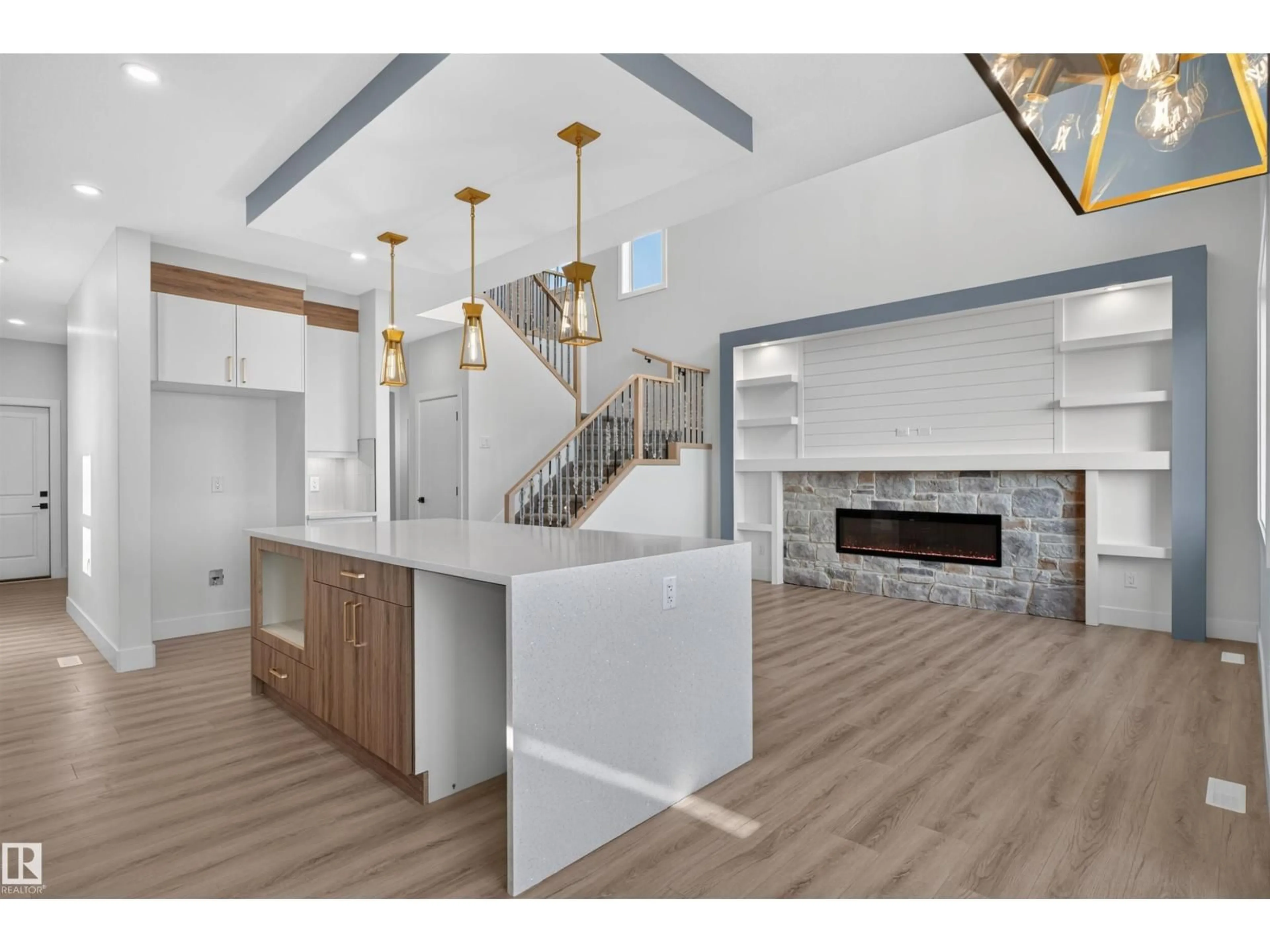 Open concept kitchen, wood/laminate floor for 84 ROSA CR, St. Albert Alberta T8N7Y4