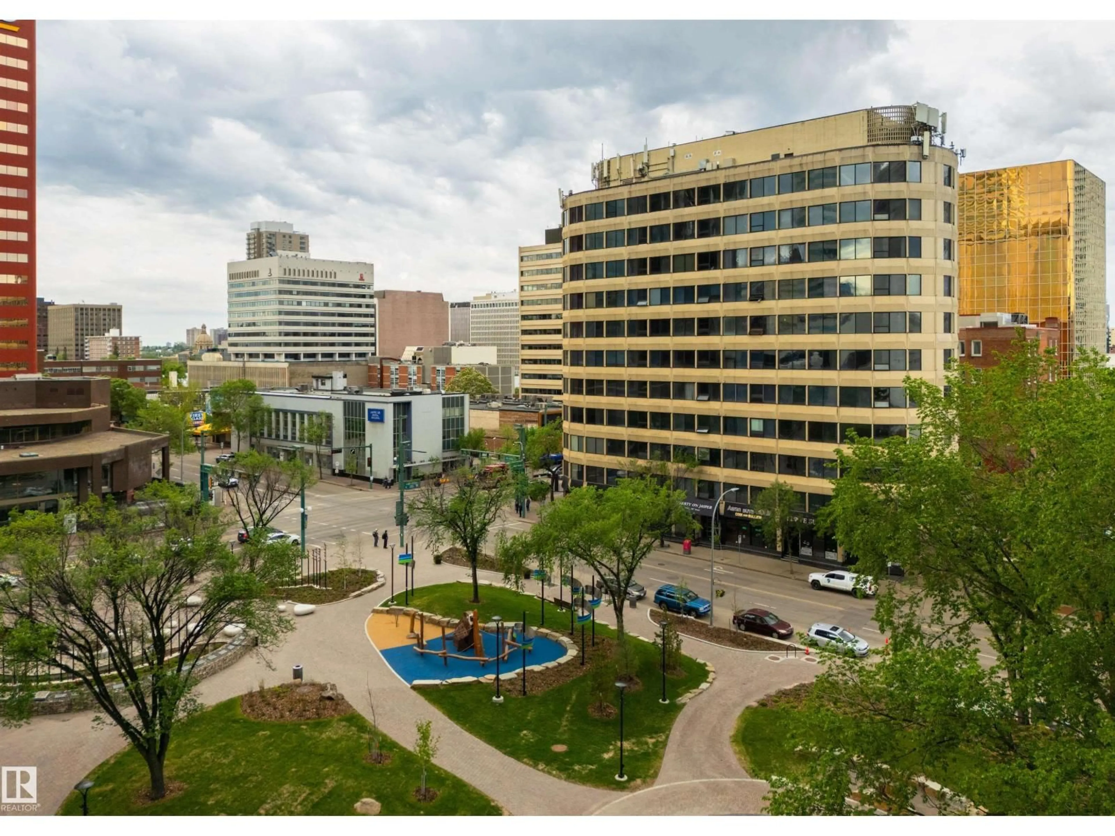 A pic from outside/outdoor area/front of a property/back of a property/a pic from drone, city buildings view from balcony for #503 - 10106 105 ST, Edmonton Alberta T5J5E7