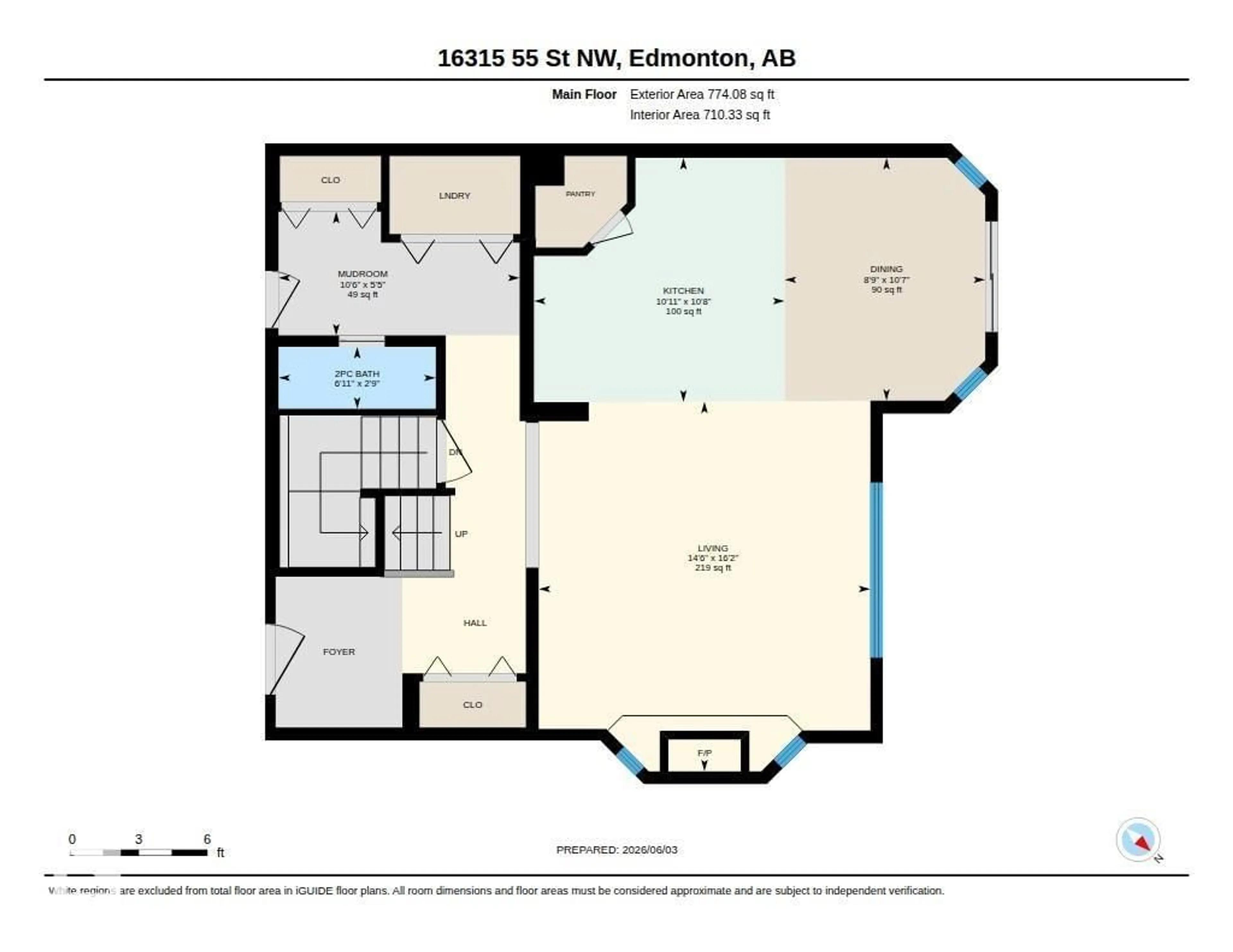 Floor plan for 16315 55 ST, Edmonton Alberta T5Y3K9