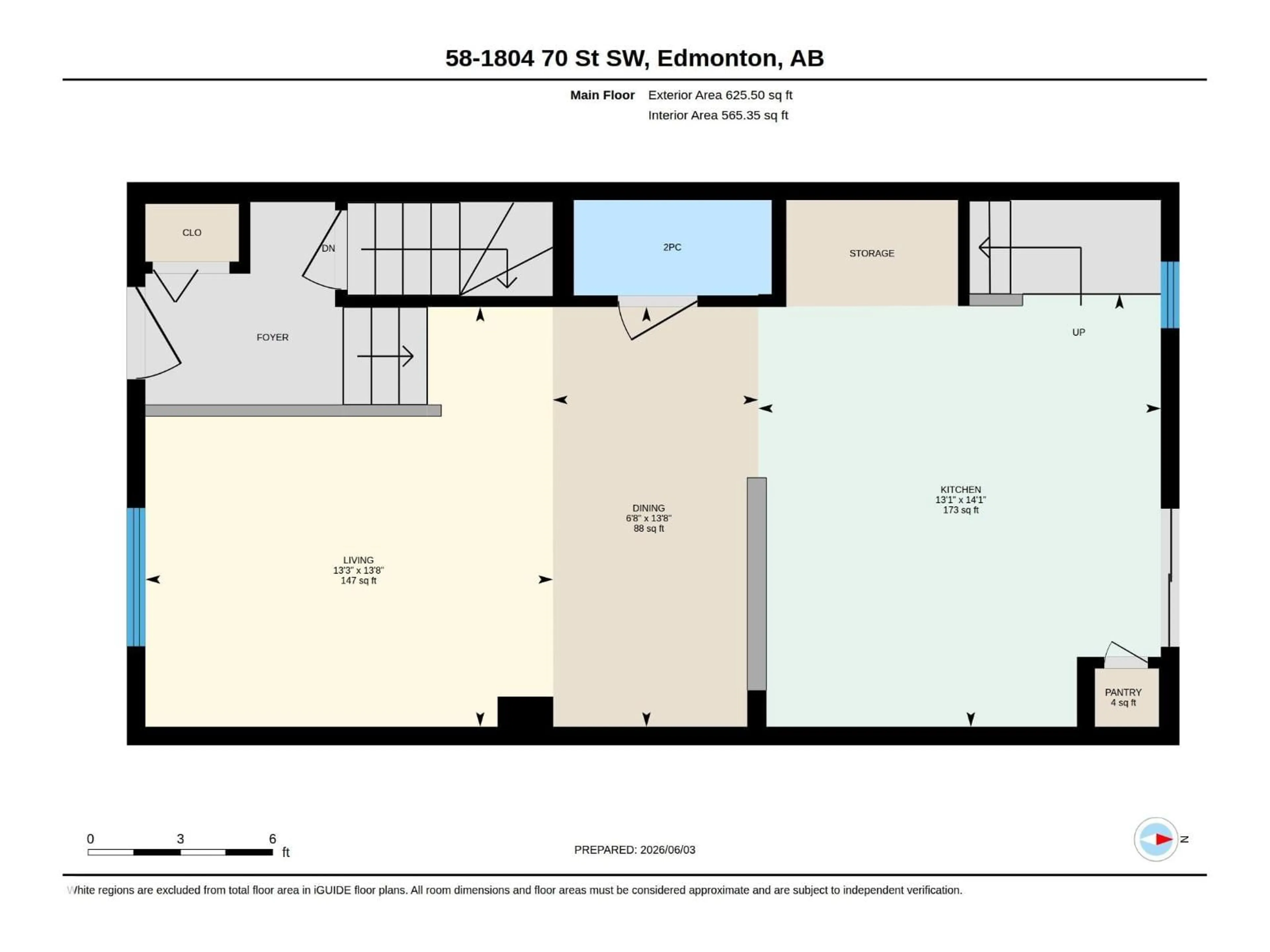 Floor plan for #58 - 1804 70 ST, Edmonton Alberta T6X0H4