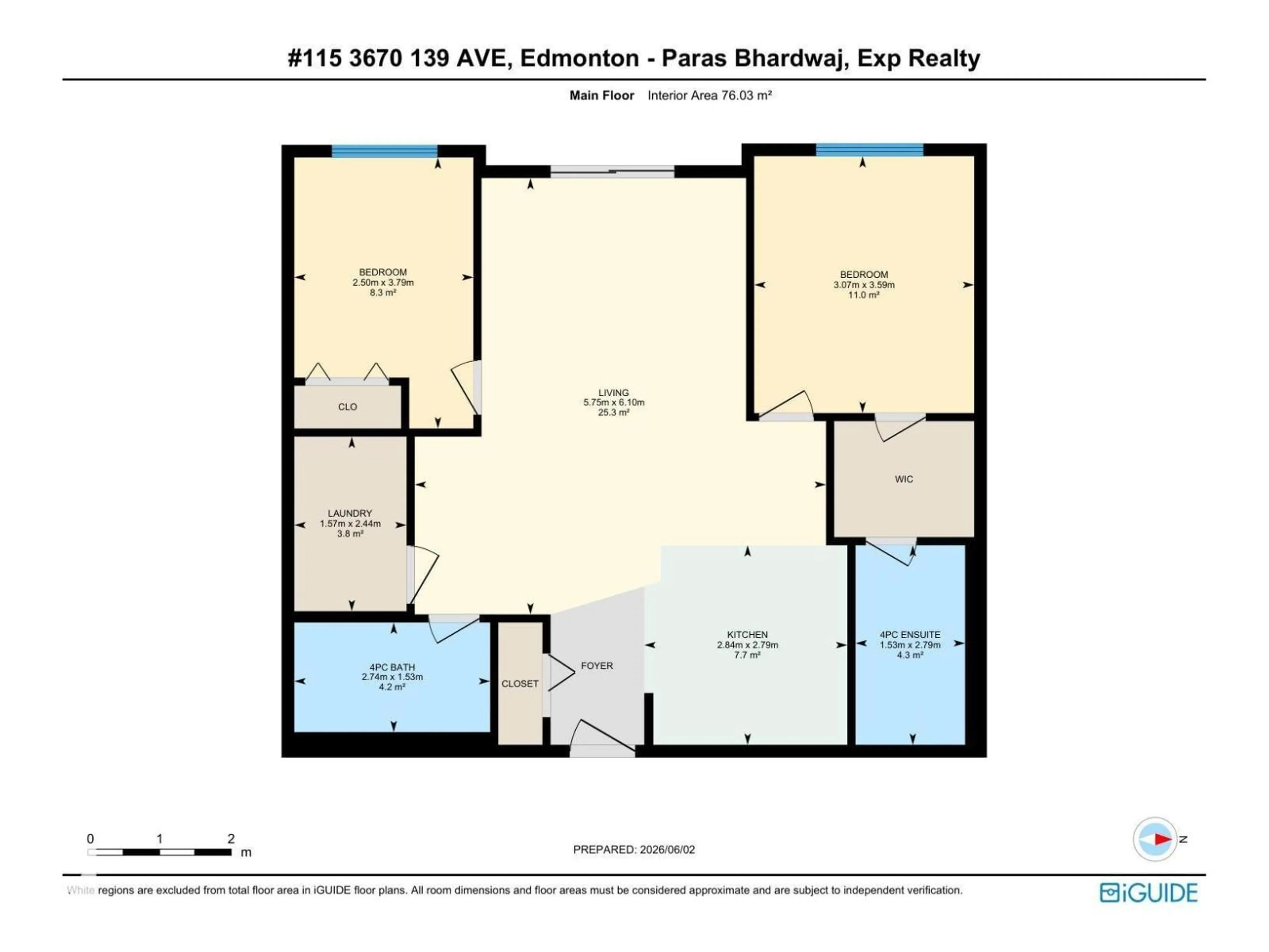 Floor plan for #115 - 3670 139 AV NW, Edmonton Alberta T5Y3N5