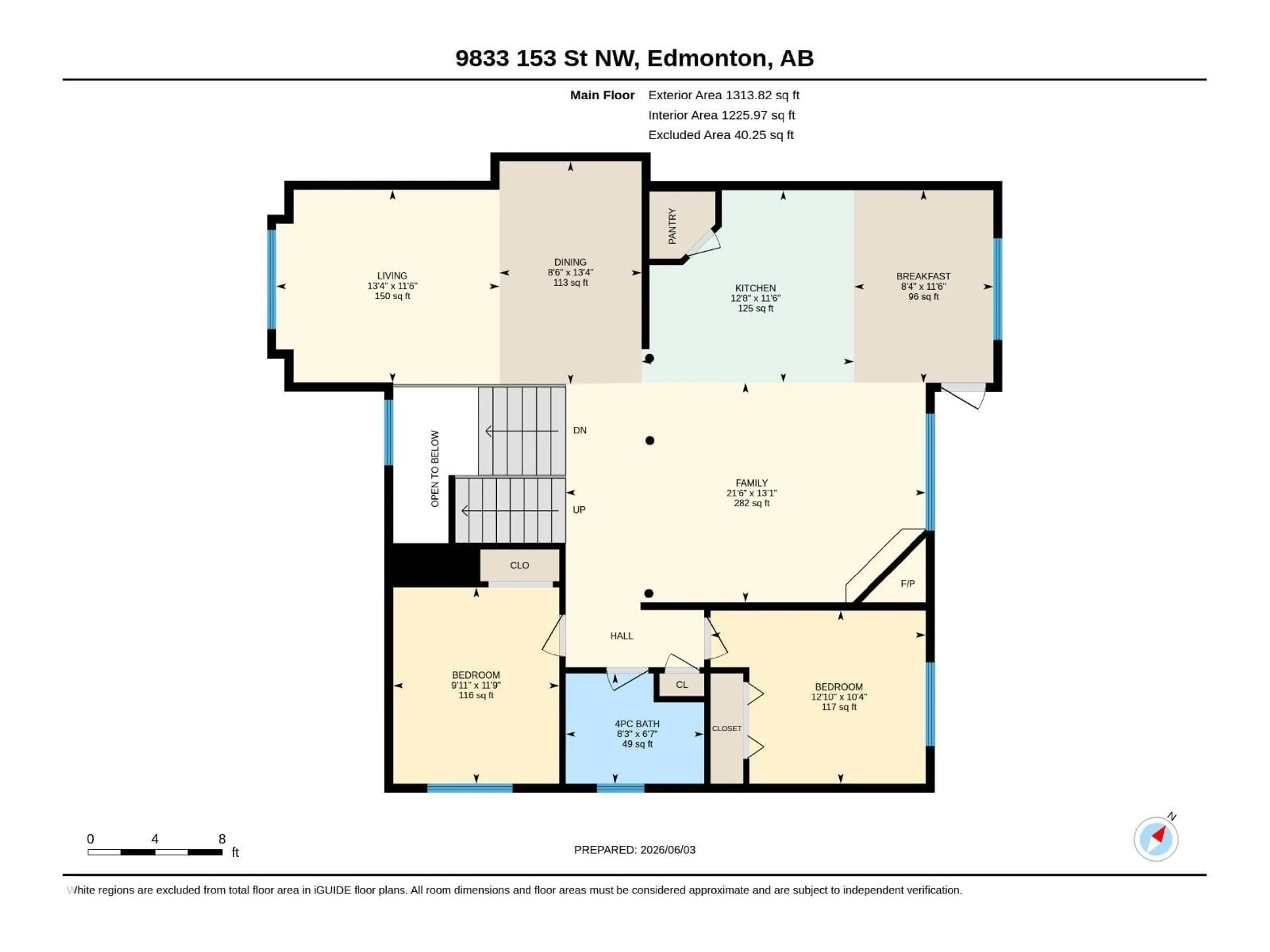 Floor plan for NW - 9833 153 ST, Edmonton Alberta T5P2A6