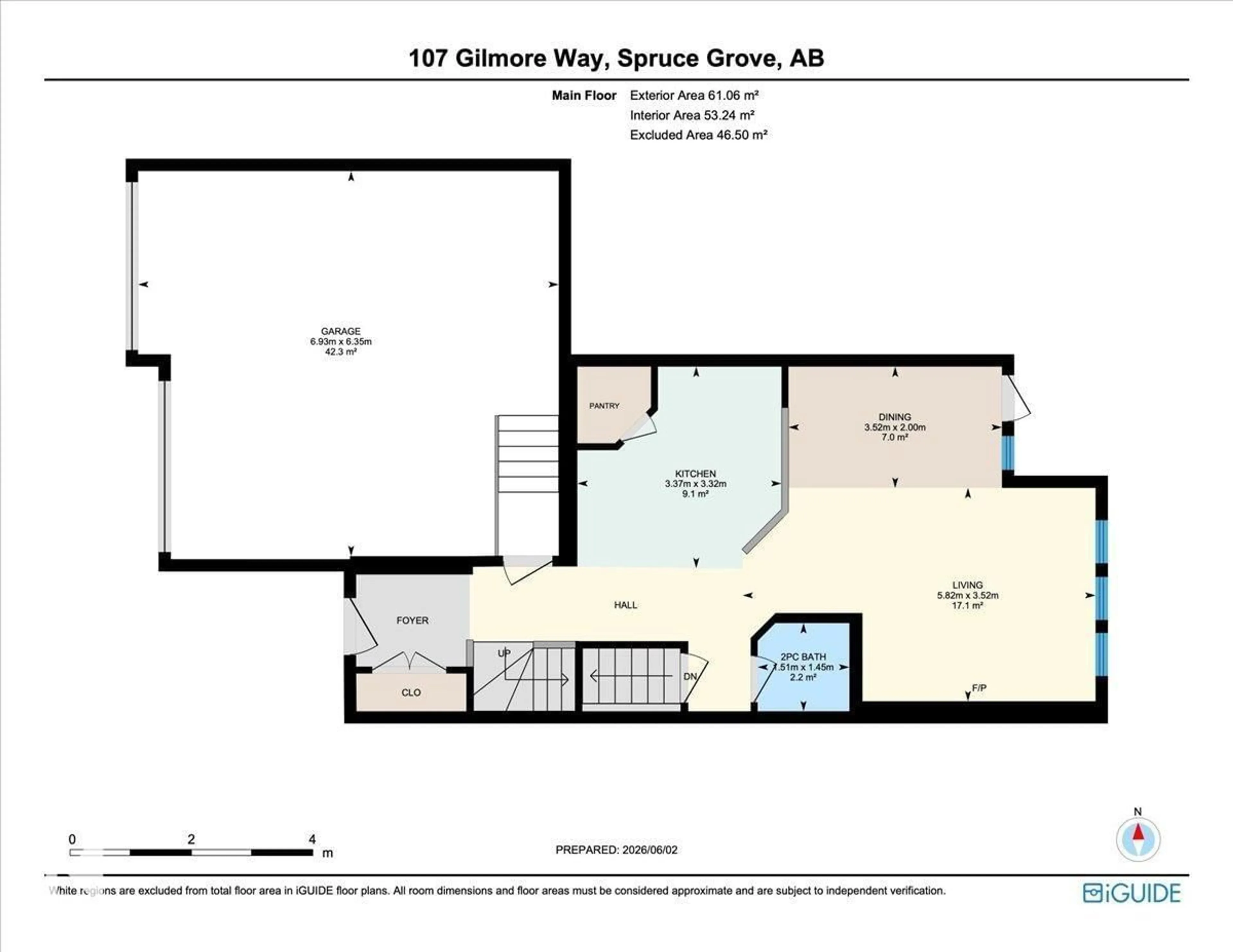 Floor plan for 107 GILMORE WY, Spruce Grove Alberta T7X0M5