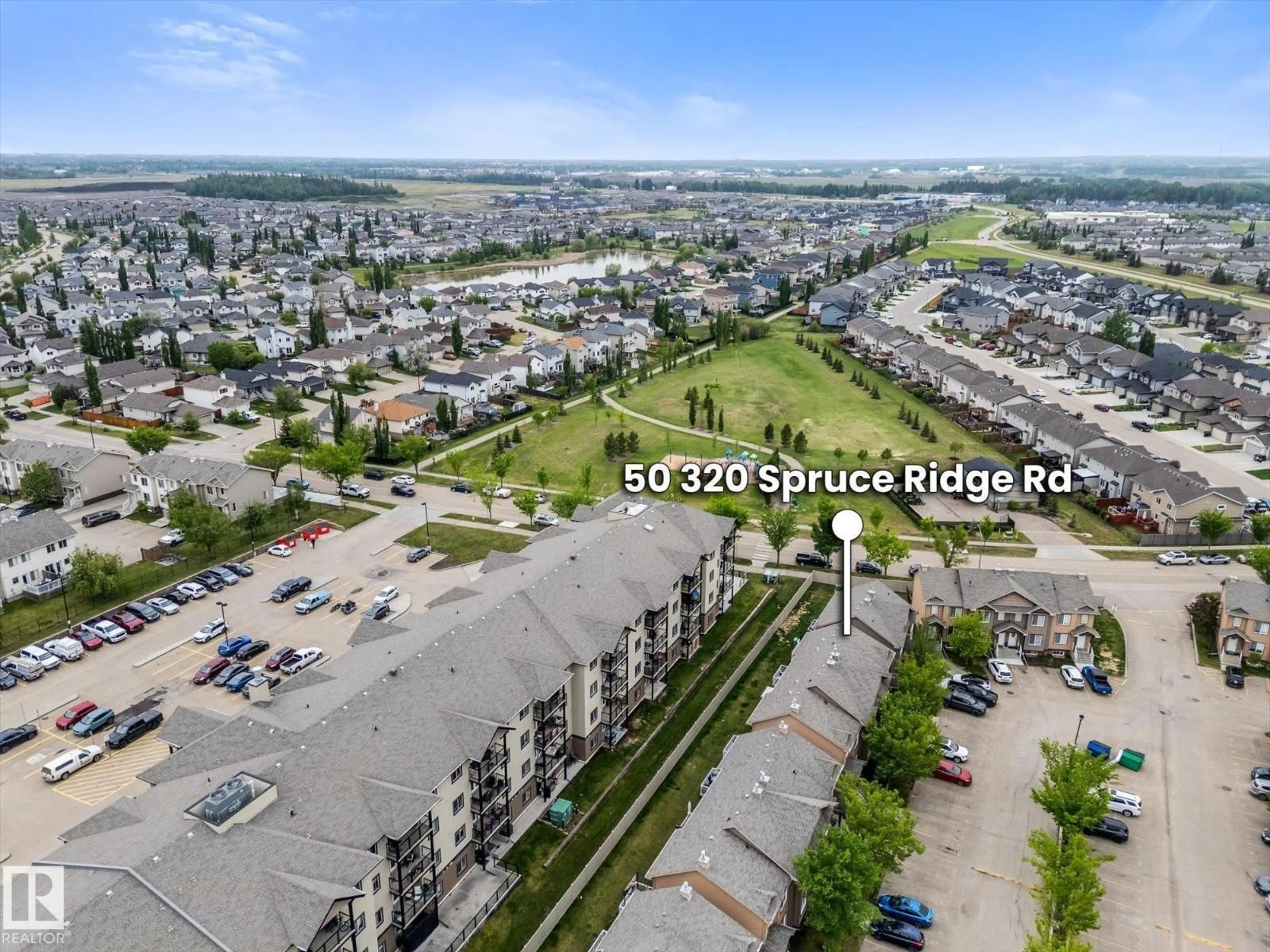 A pic from outside/outdoor area/front of a property/back of a property/a pic from drone, city buildings view from balcony for 50 320 SPRUCE RIDGE RD, Spruce Grove Alberta T7X2Z3