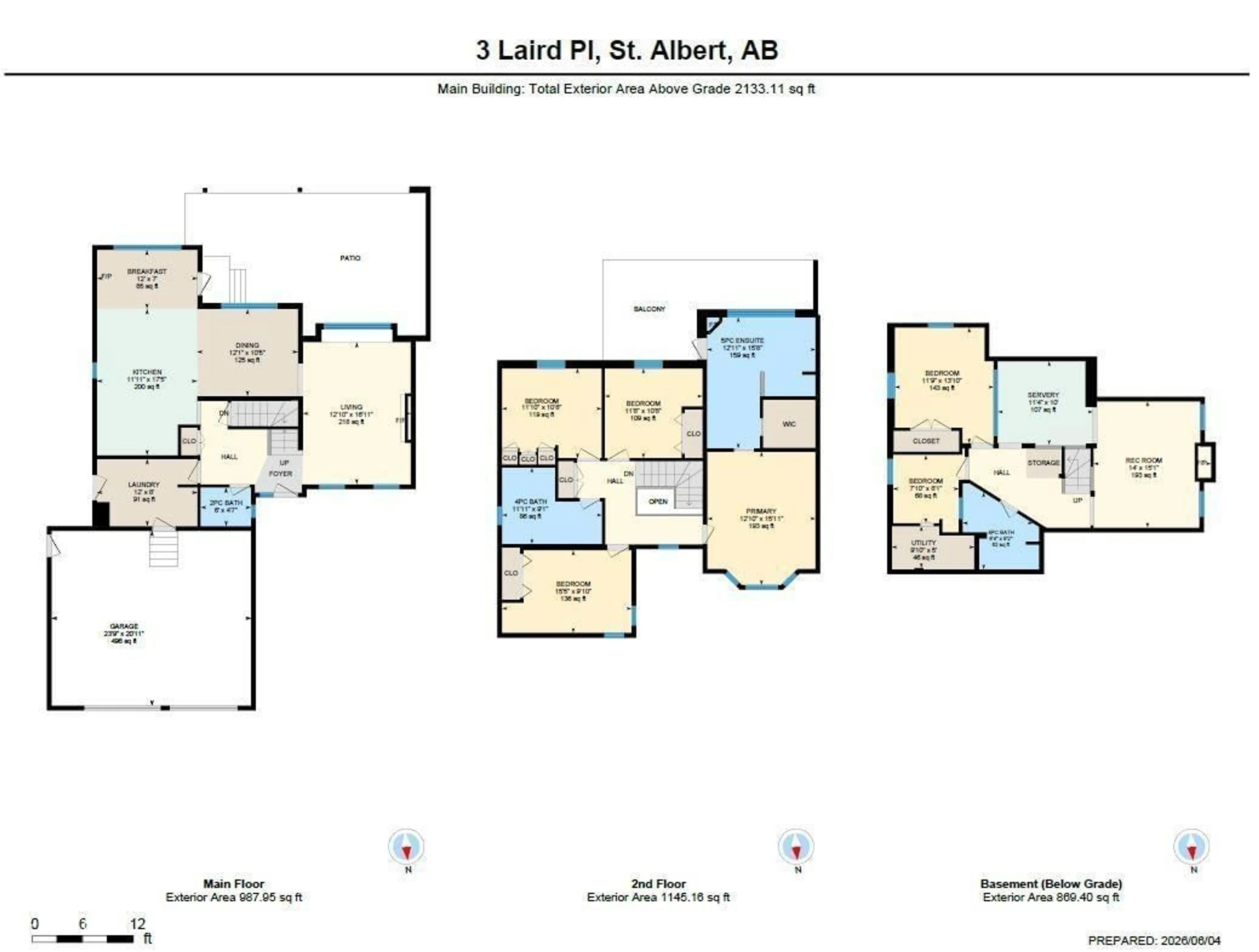 Floor plan for 3 LAIRD PL, St. Albert Alberta T8N4N4
