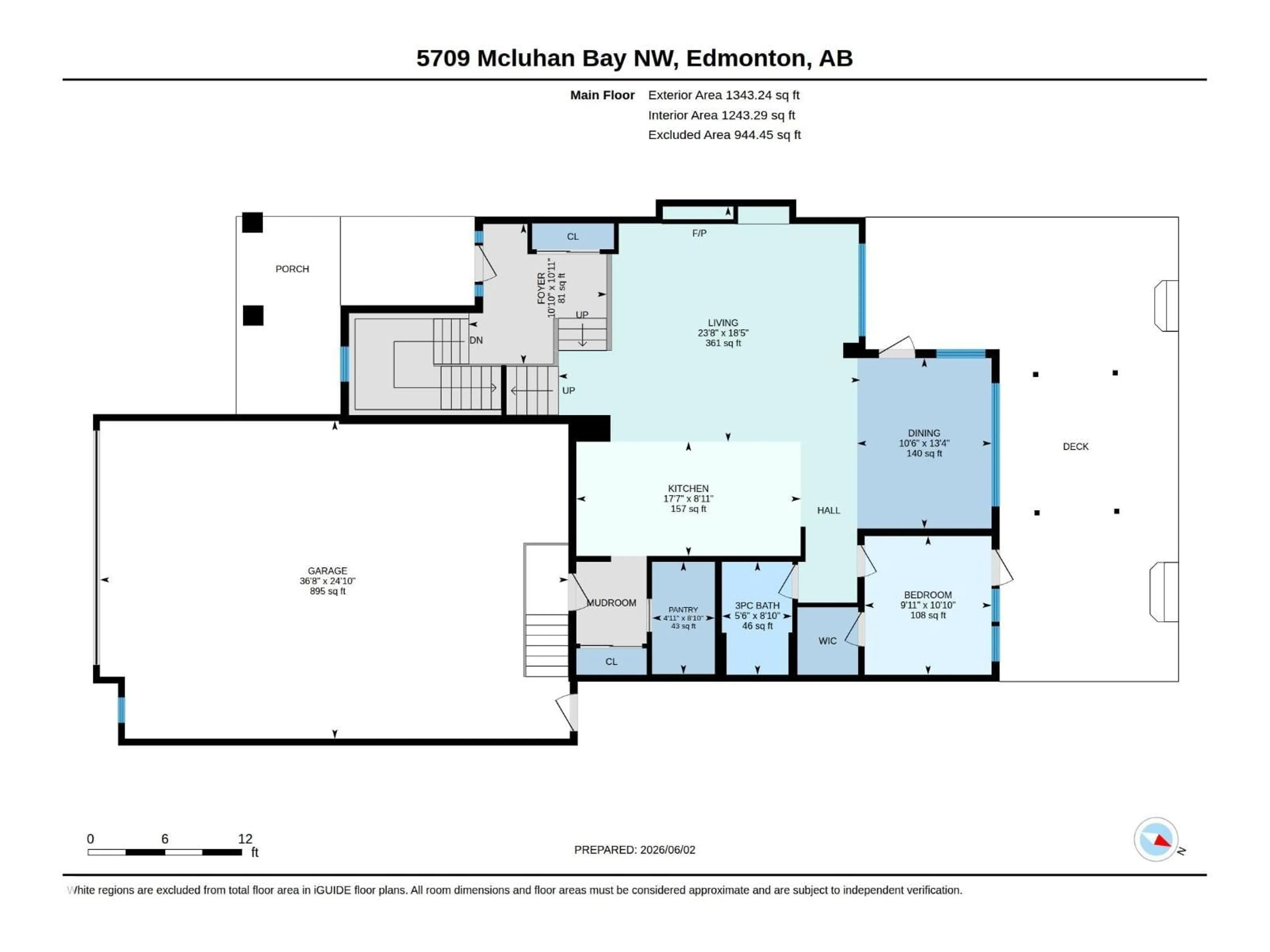 Floor plan for 5709 MCLUHAN BA, Edmonton Alberta T6R0P8