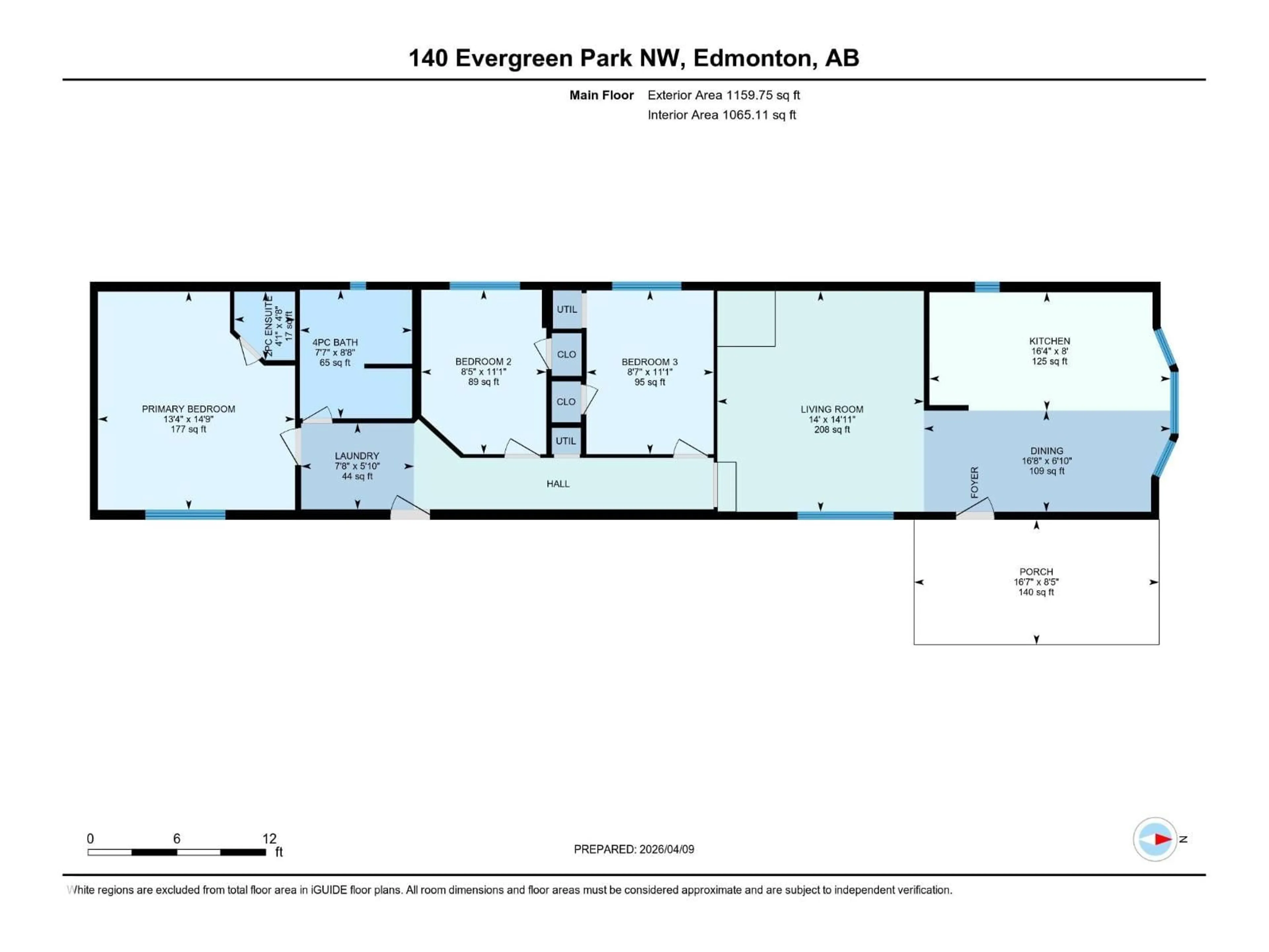 Floor plan for 140 EVERGREEN PA, Edmonton Alberta T5Y4M2