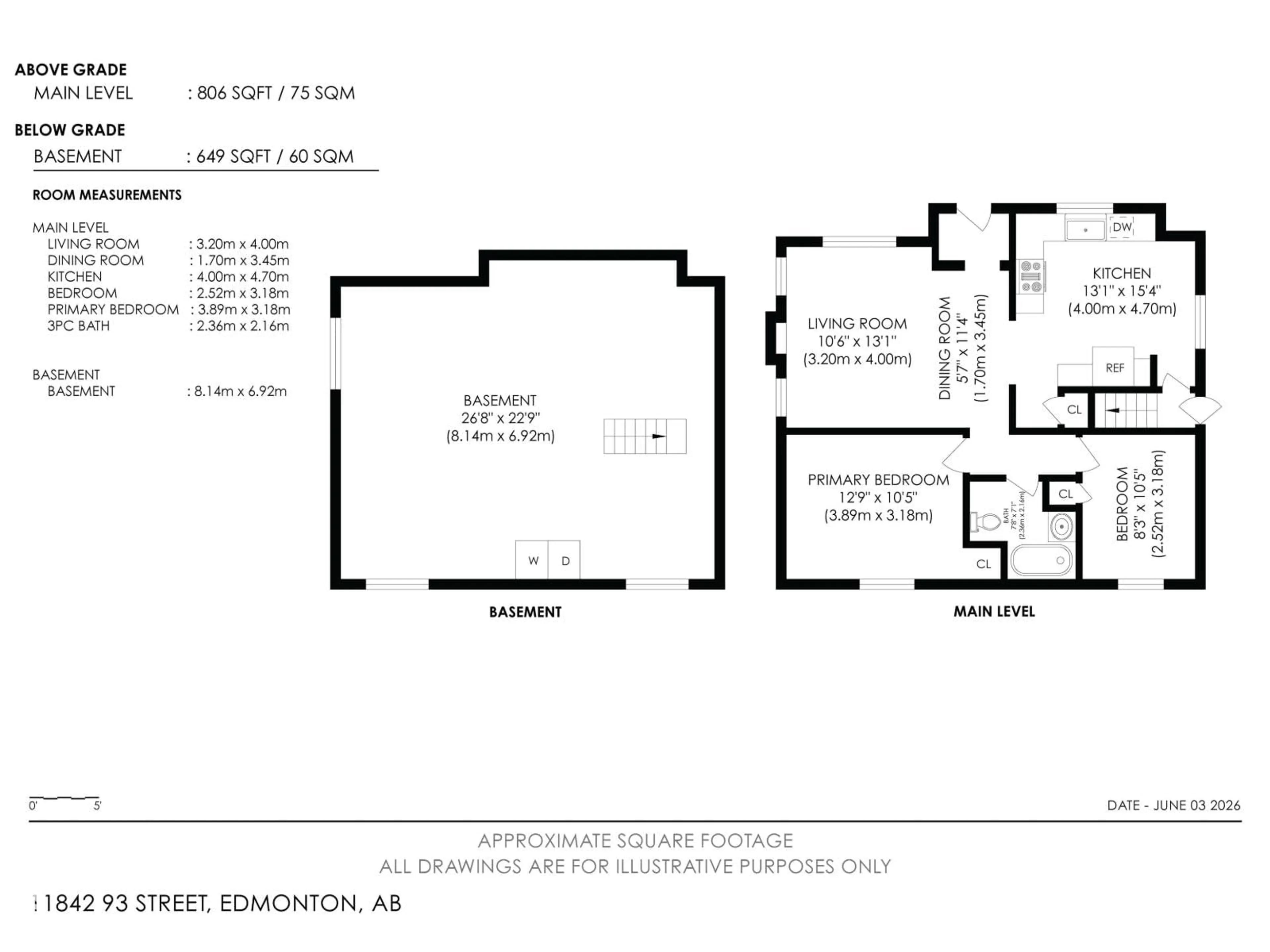 Floor plan for 11842 93 ST, Edmonton Alberta T5G1E3