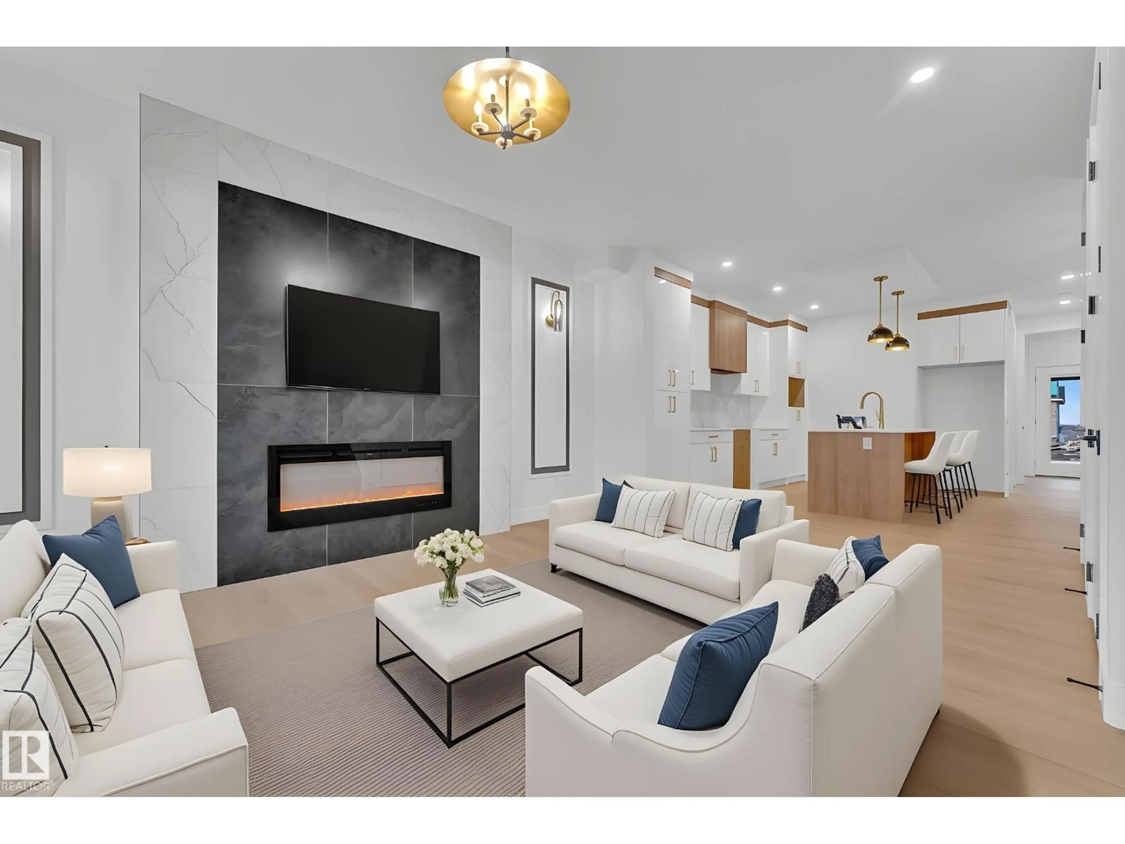 Living room with furniture, unknown for 458 CRYSTAL CREEK LI, Leduc Alberta T9E0X5