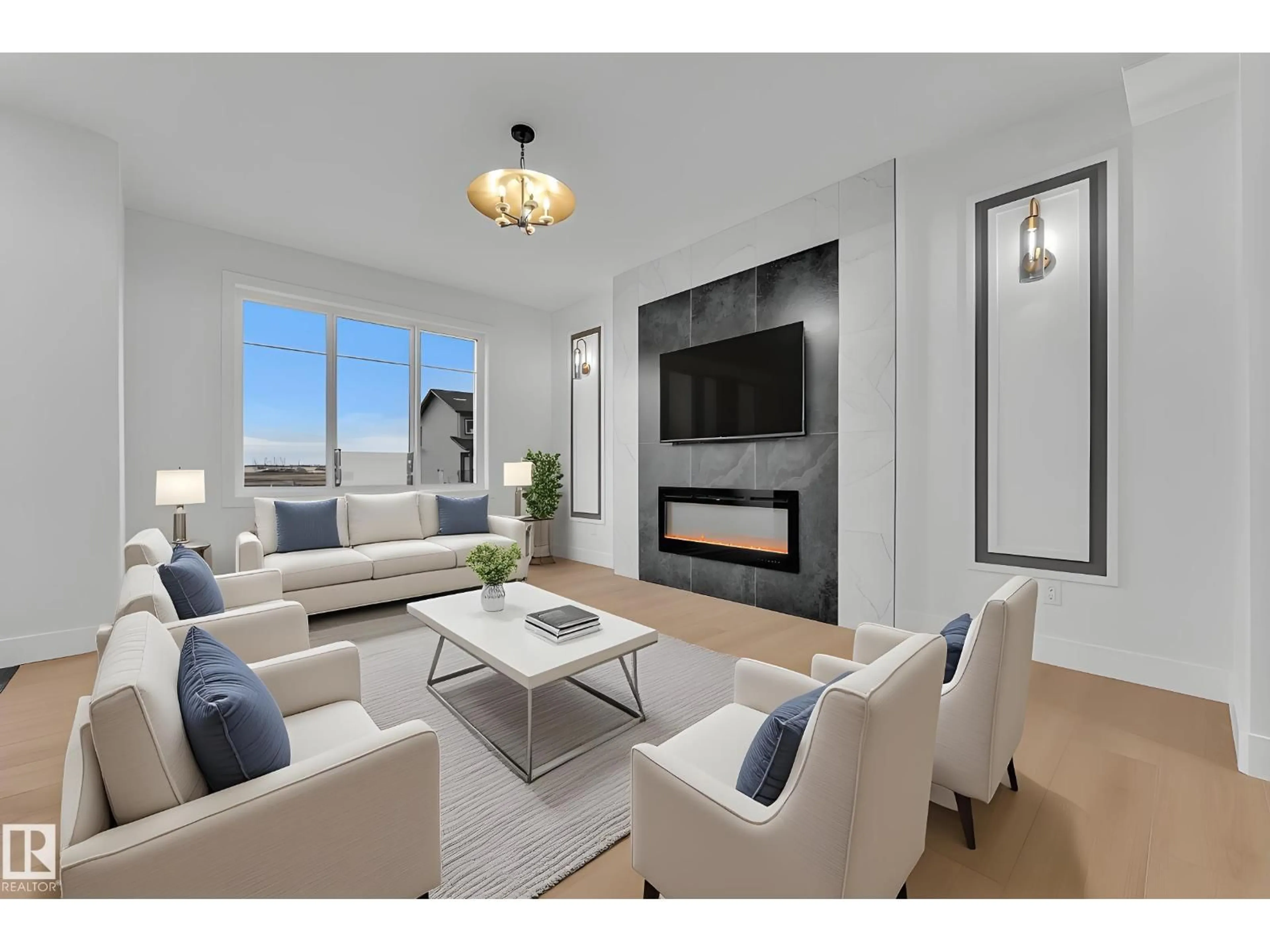 Living room with furniture, unknown for 458 CRYSTAL CREEK LI, Leduc Alberta T9E0X5