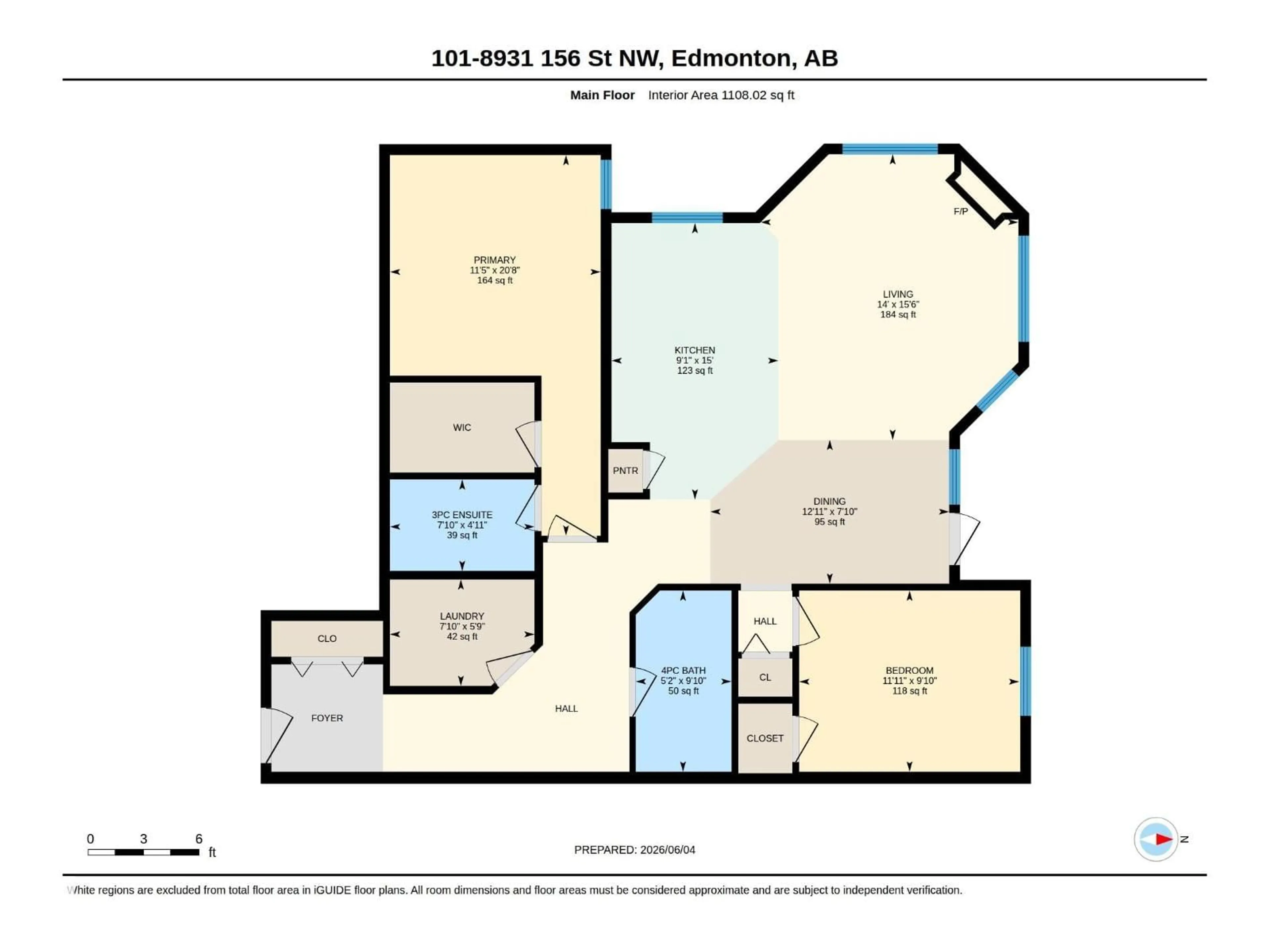 Floor plan for #101 - 8931 156 ST, Edmonton Alberta T5R1Y6