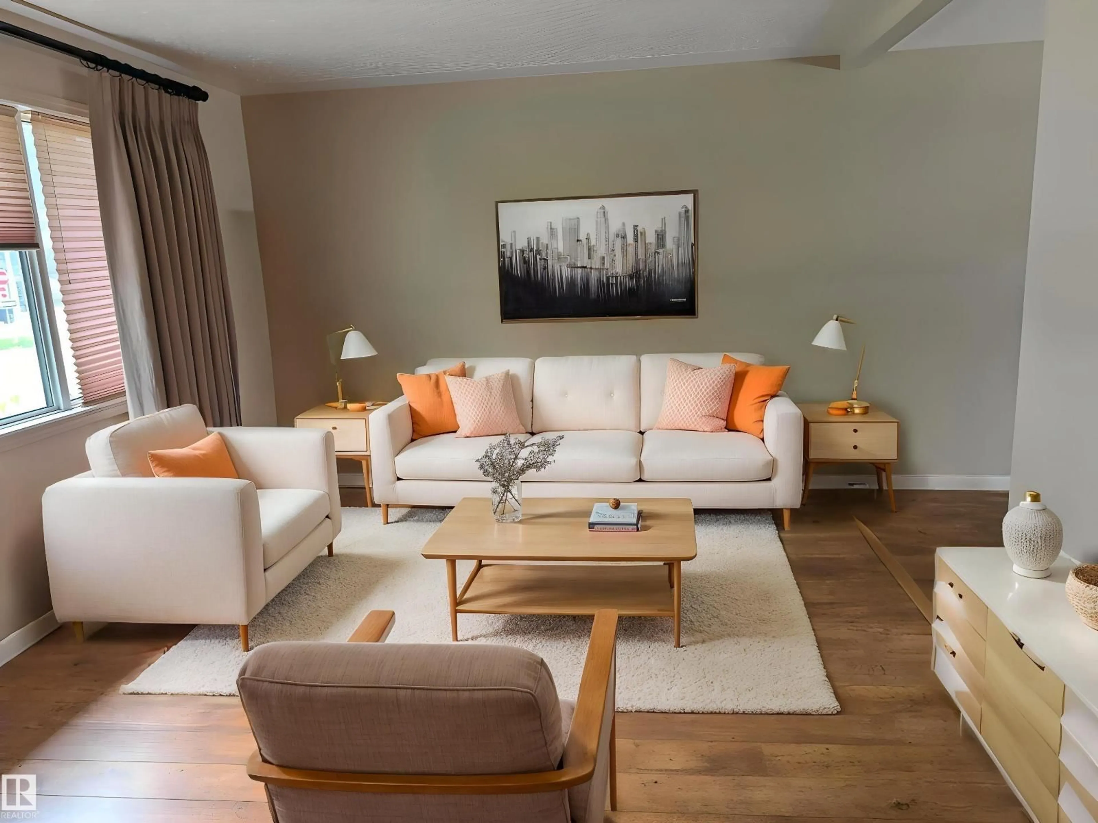 Living room with furniture, wood/laminate floor for 9443 75 ST, Edmonton Alberta T6C2H6