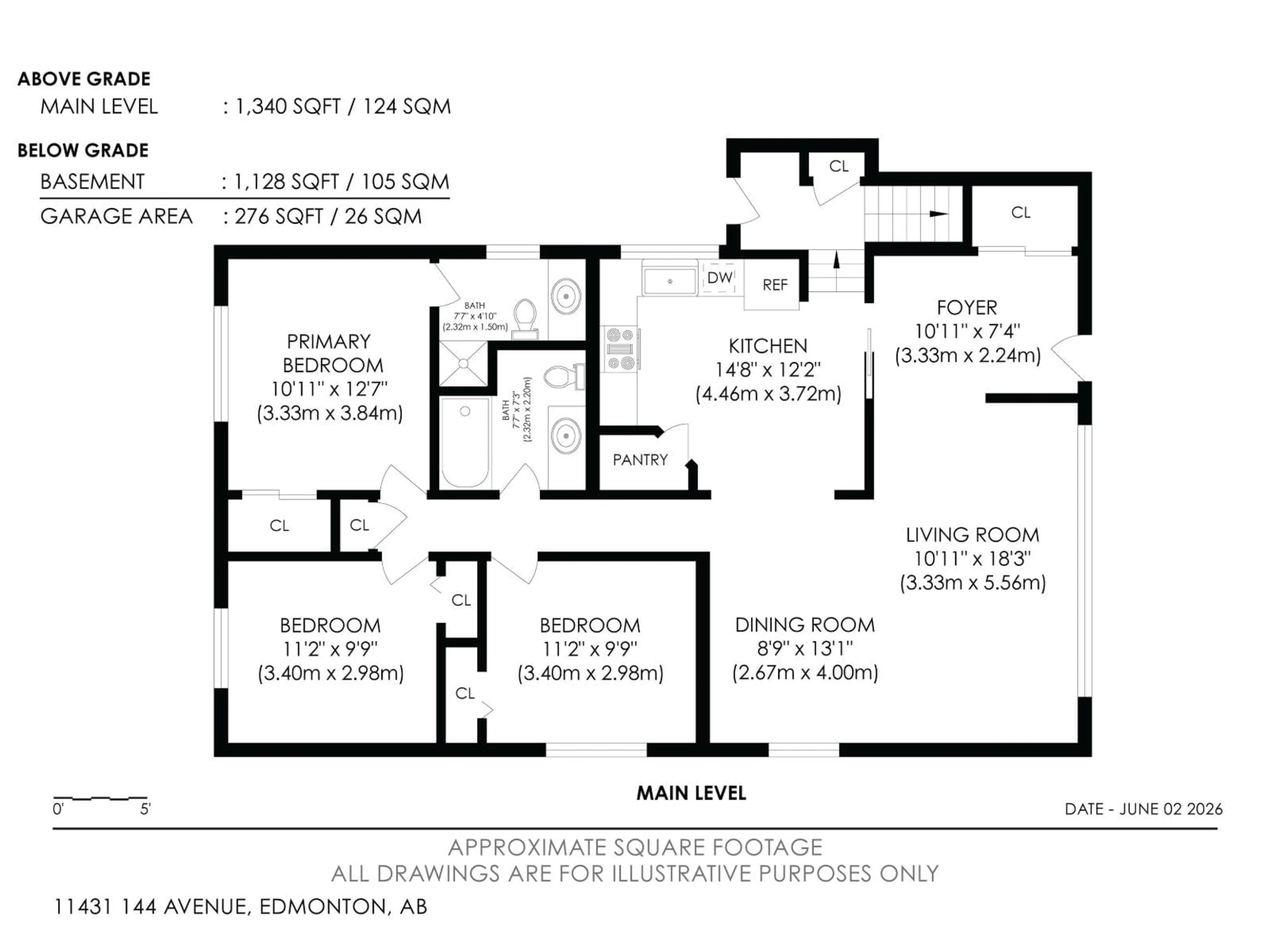 Floor plan for 11431 144 AV, Edmonton Alberta T5X1L7