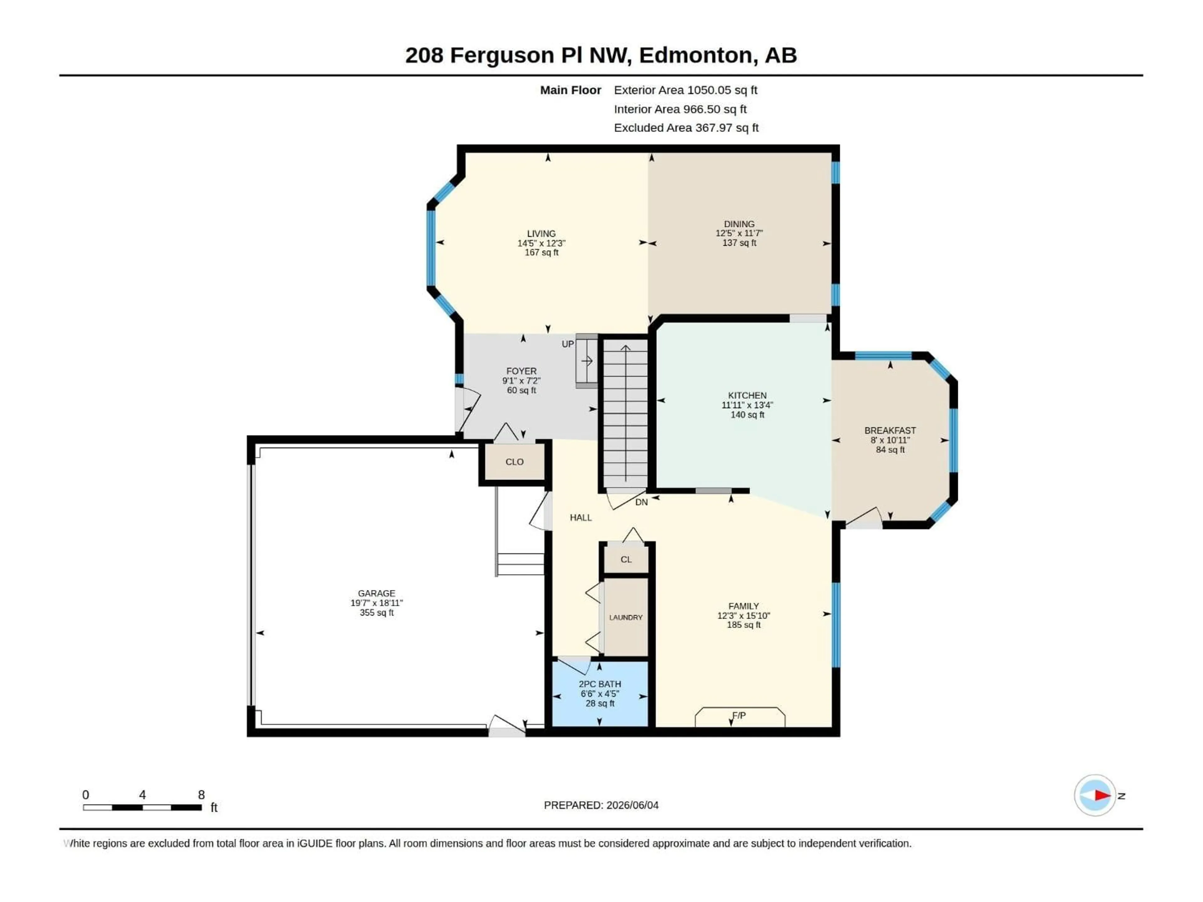 Floor plan for 208 FERGUSON PL, Edmonton Alberta T6R2C8
