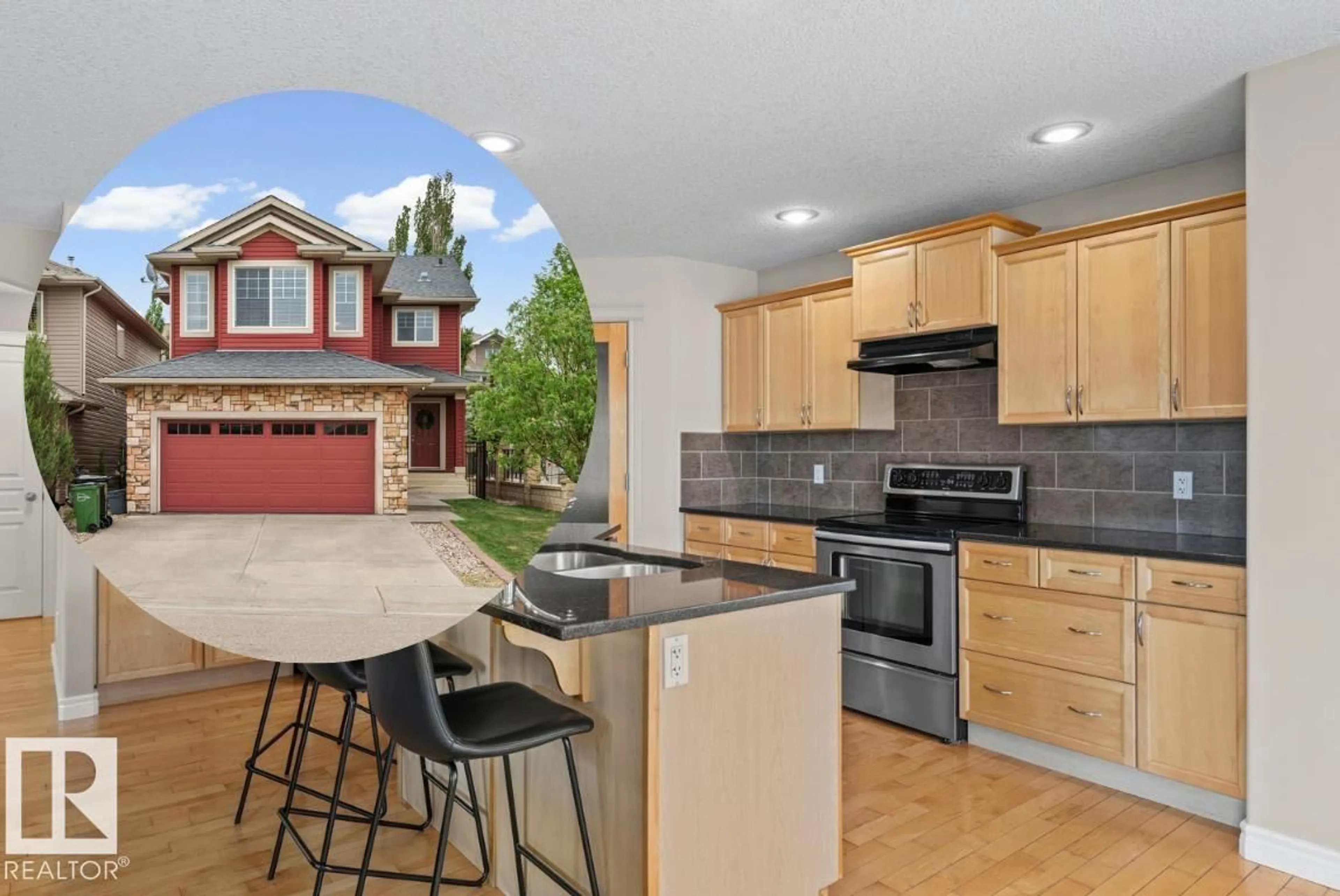 Open concept kitchen, ceramic/tile floor for 8097 SHASKE DR, Edmonton Alberta T6R0B6