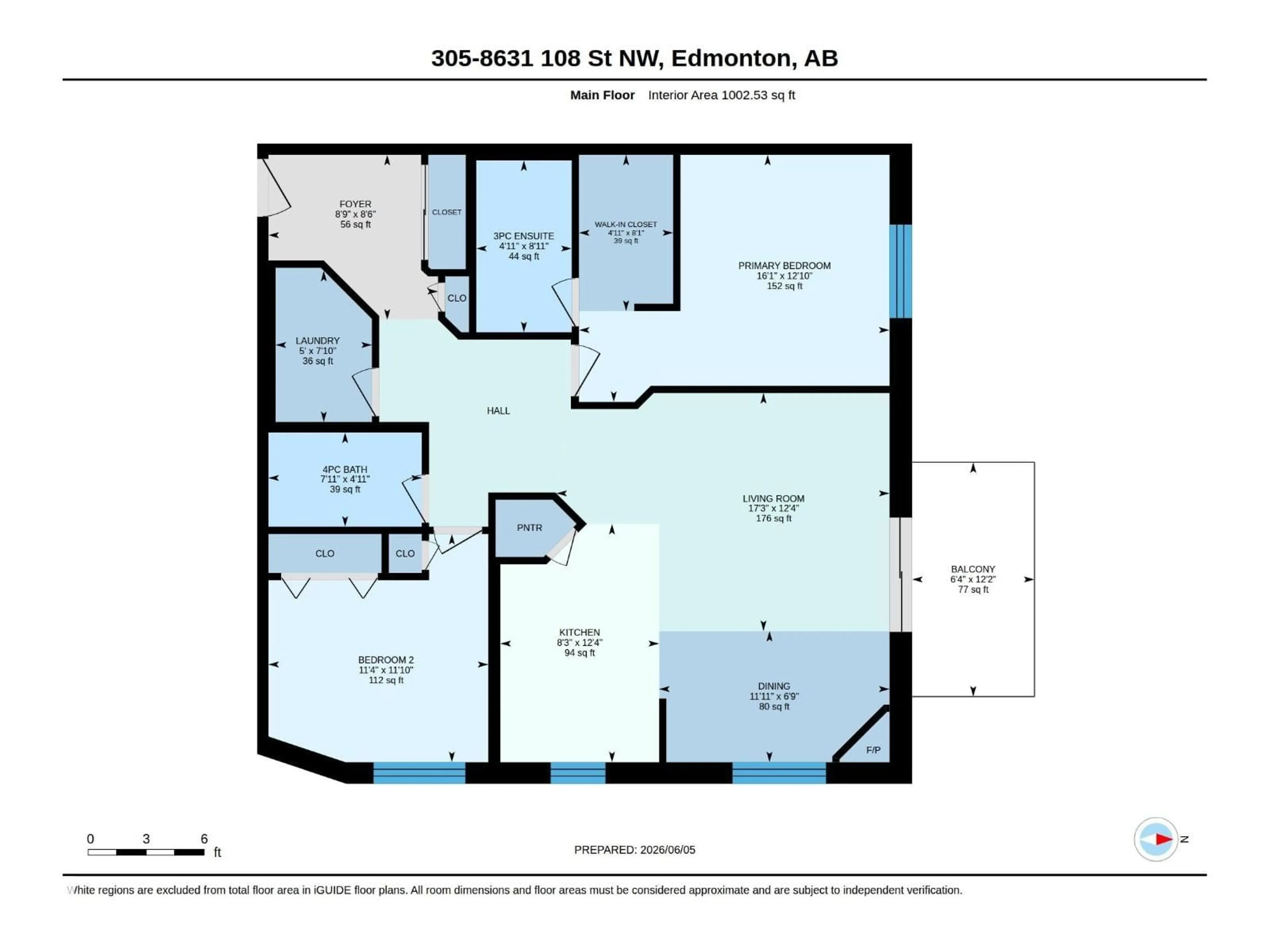 Floor plan for 305 - 8631 108 ST NW, Edmonton Alberta T6E4M5