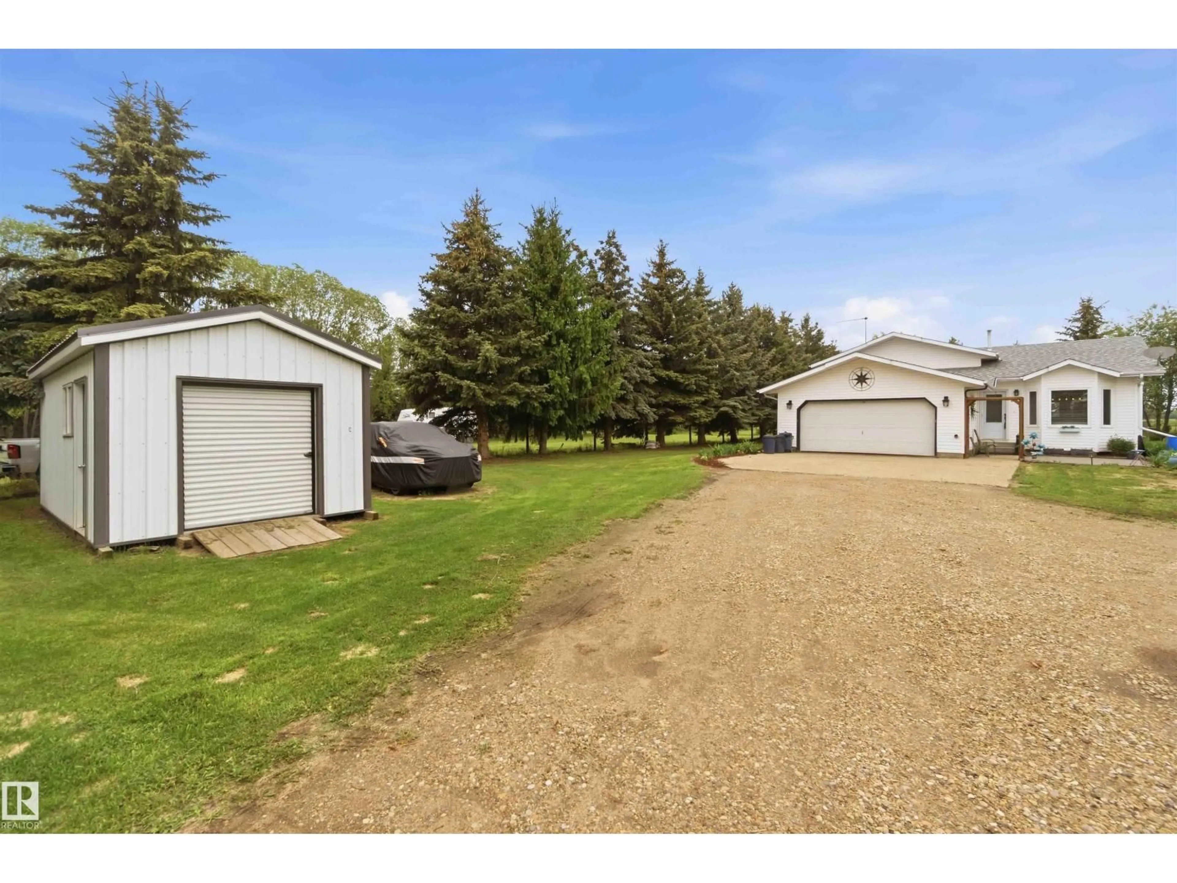 A pic from outside/outdoor area/front of a property/back of a property/a pic from drone, street for 56220 - 37 RGE RD 230, Rural Sturgeon County Alberta T0A1N0