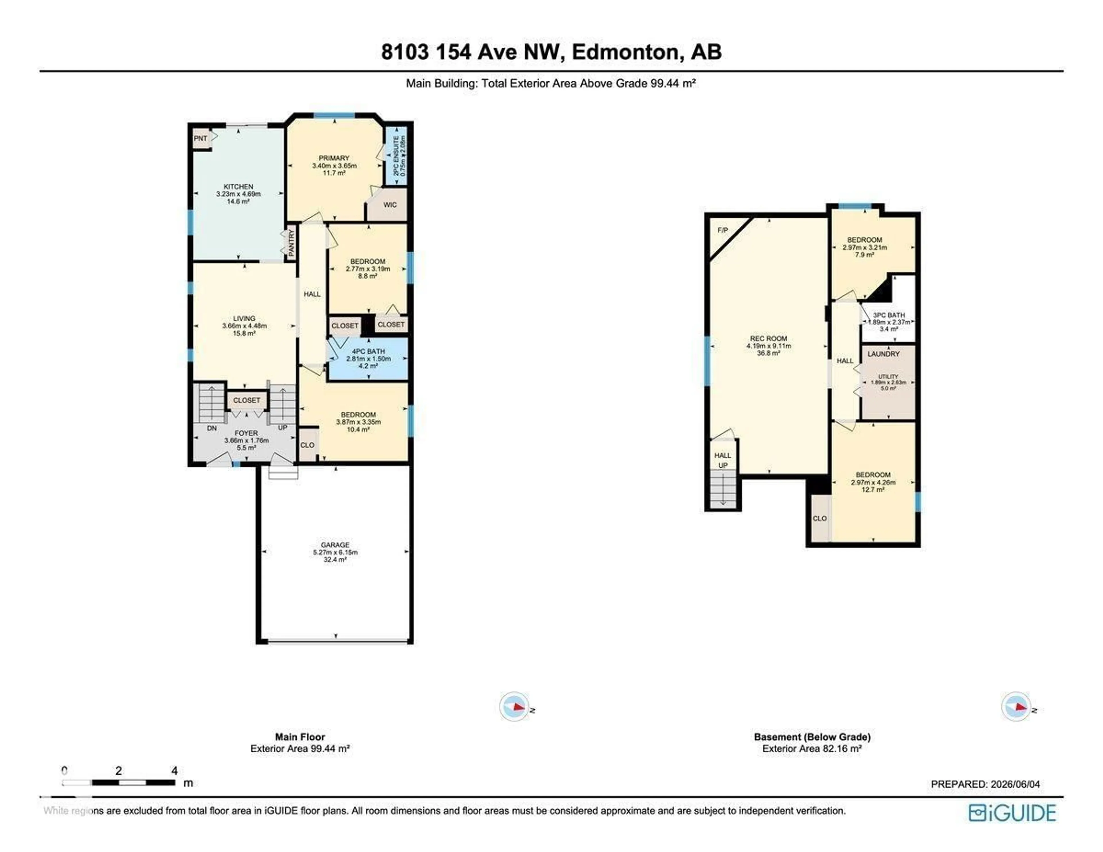 Floor plan for NW - 8103 154 AV, Edmonton Alberta T5Z3A9