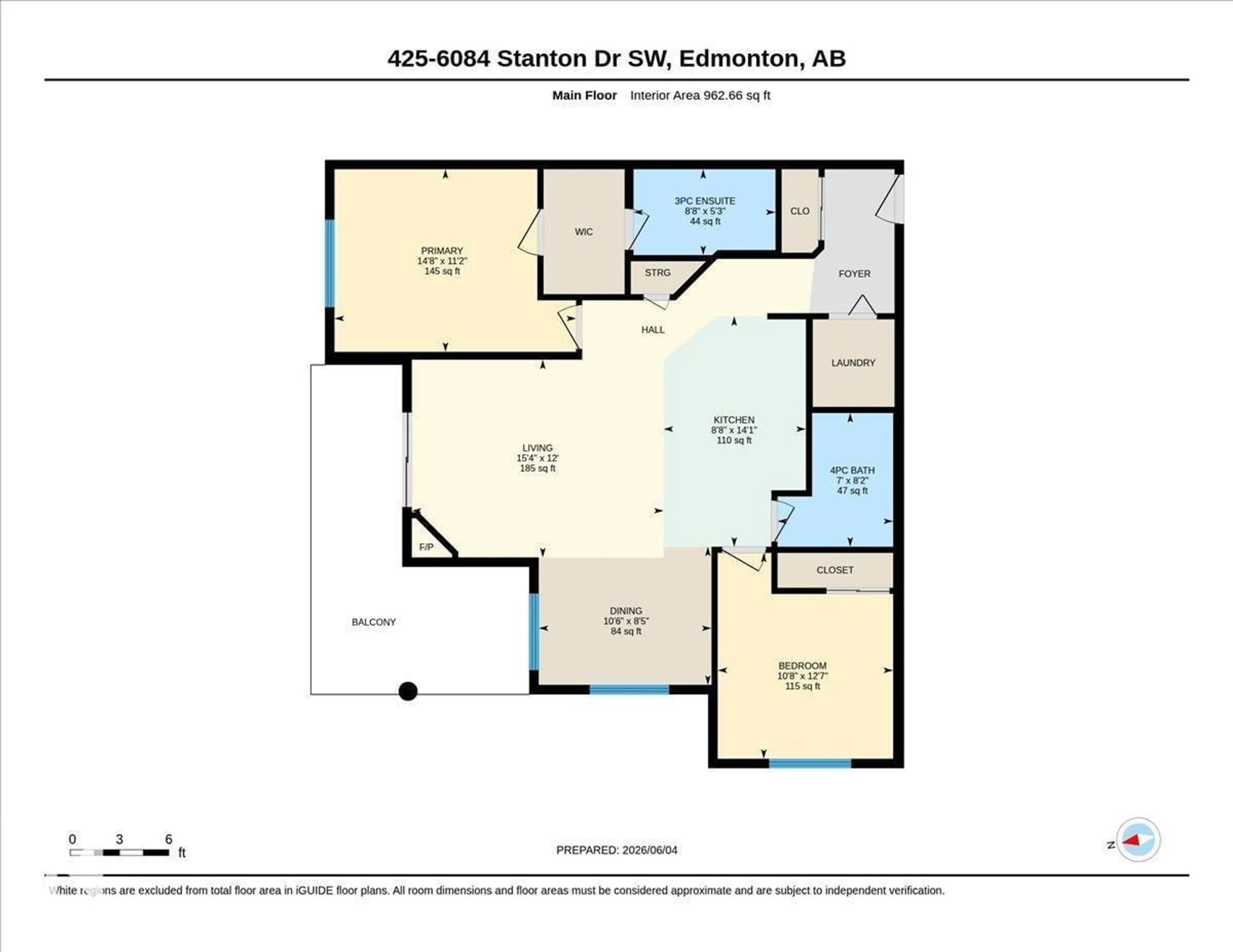 Floor plan for 6084 - 425 STANTON DR, Edmonton Alberta T6X0Z4