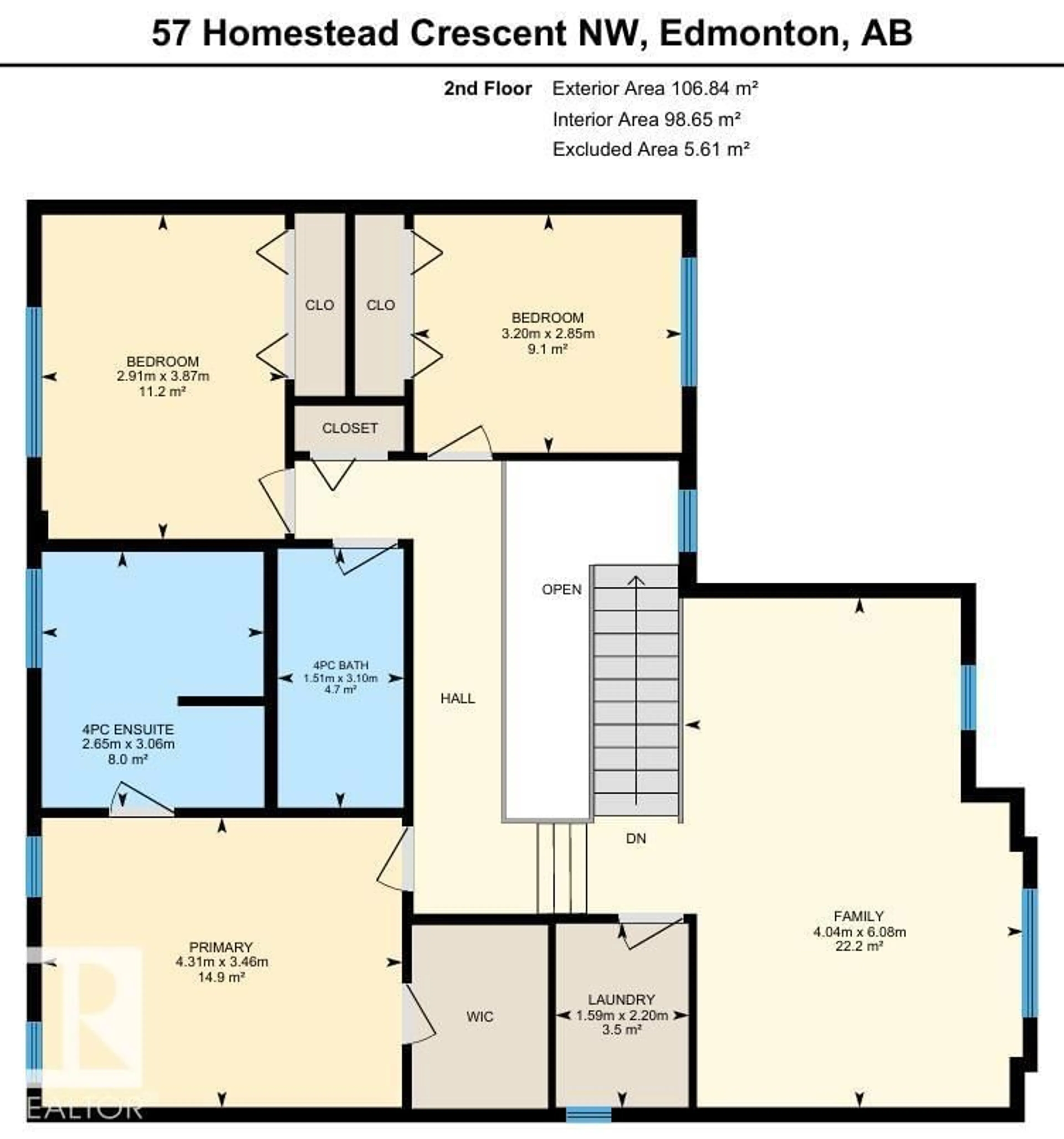Floor plan for 57 HOMESTEAD CRESCENT, Edmonton Alberta T5A2Y1