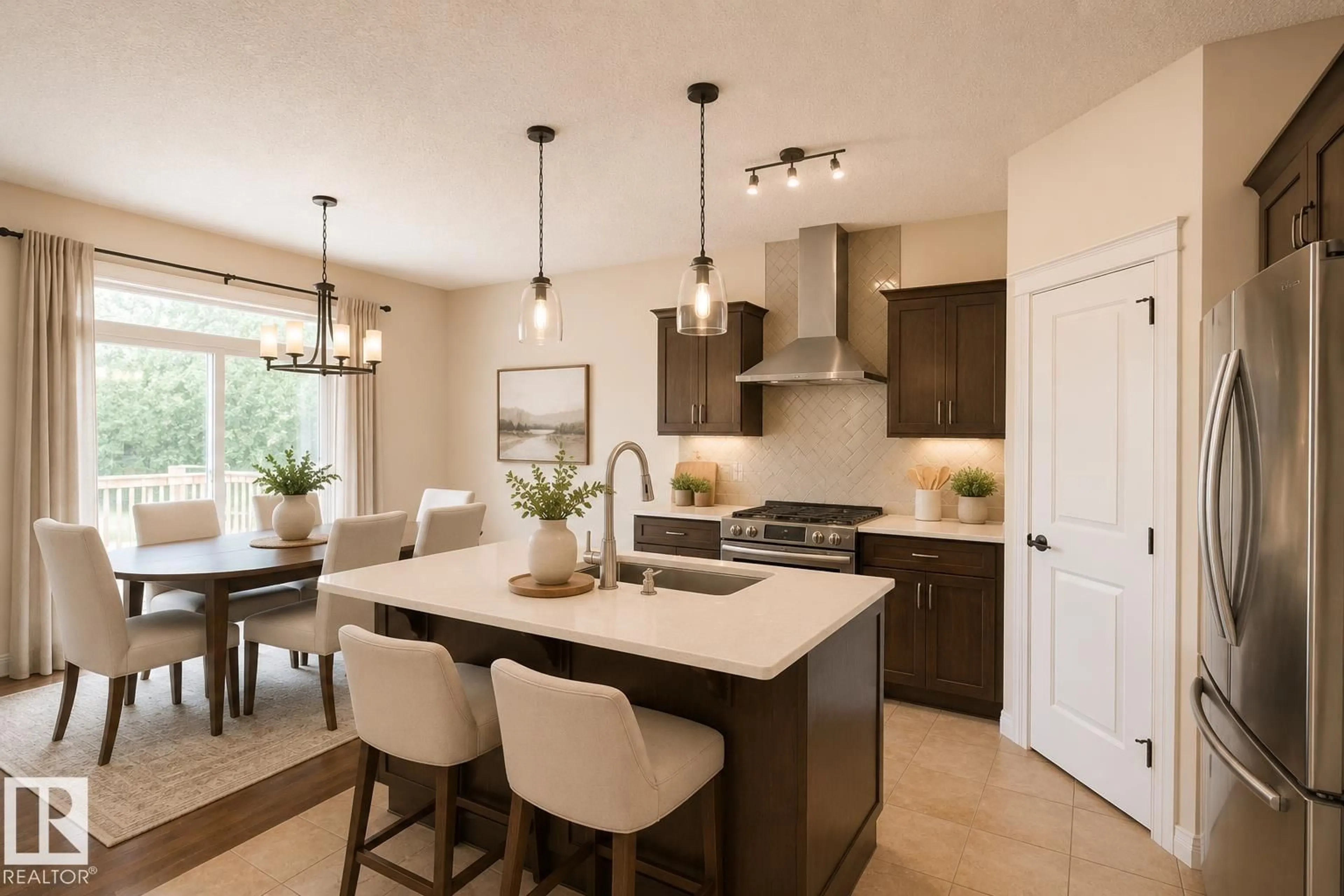 Open concept kitchen, ceramic/tile floor for SW - 1840 56 ST, Edmonton Alberta T6X1T6