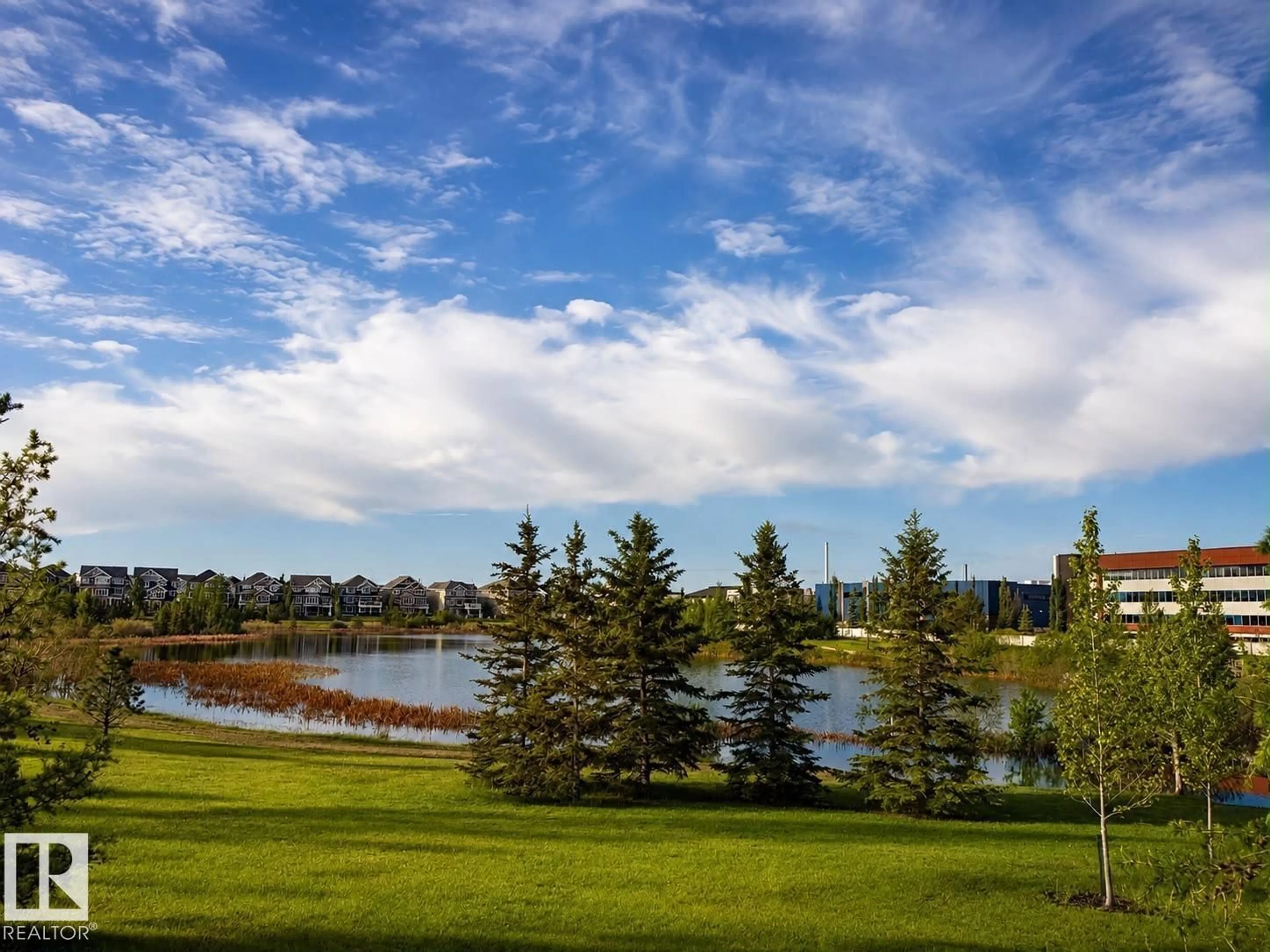 A pic from outside/outdoor area/front of a property/back of a property/a pic from drone, water/lake/river/ocean view for 960 SUMMERSIDE LINK, Edmonton Alberta T6X0J9