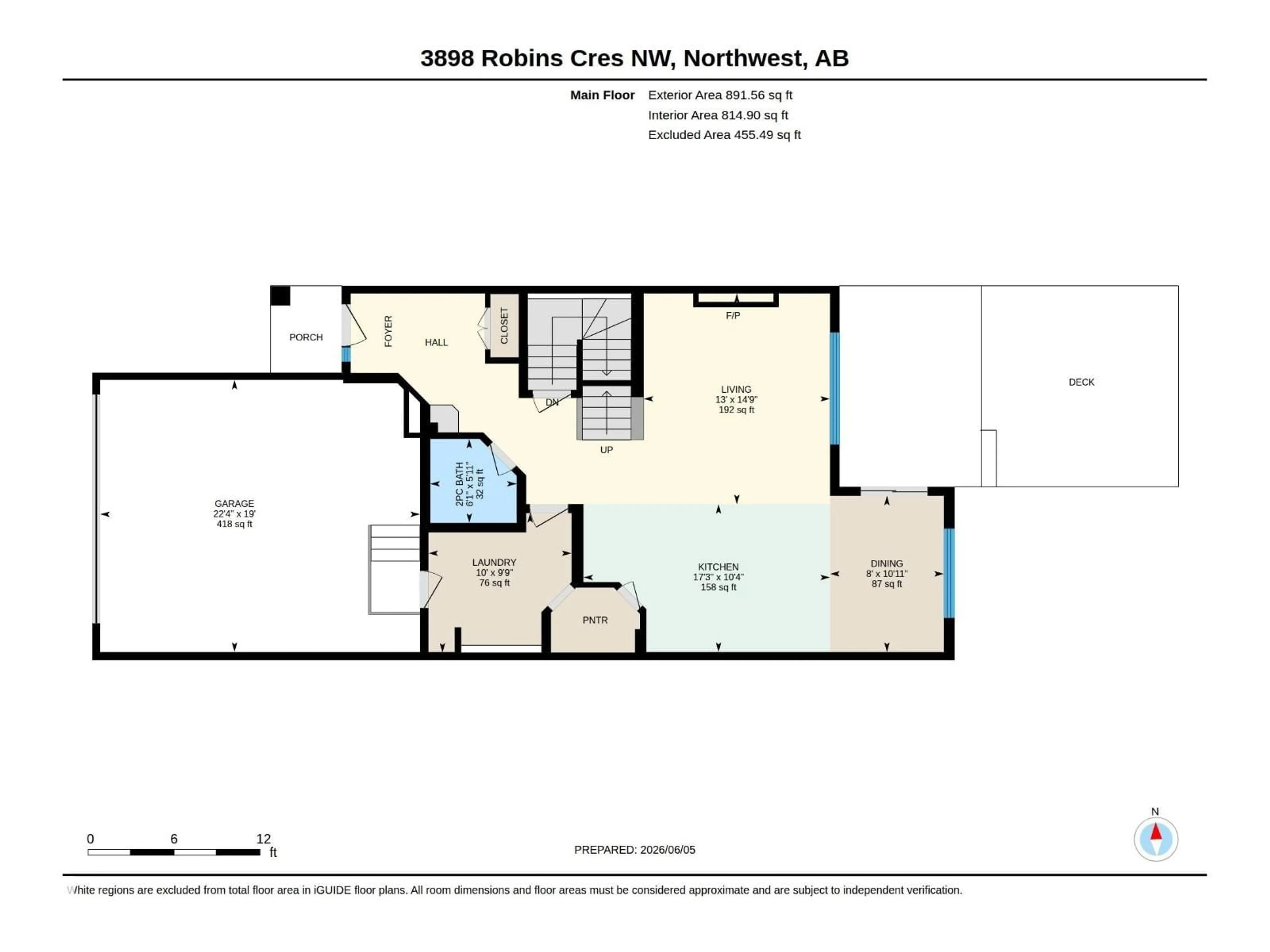 Floor plan for 3898 ROBINS CR, Edmonton Alberta T5S0M9