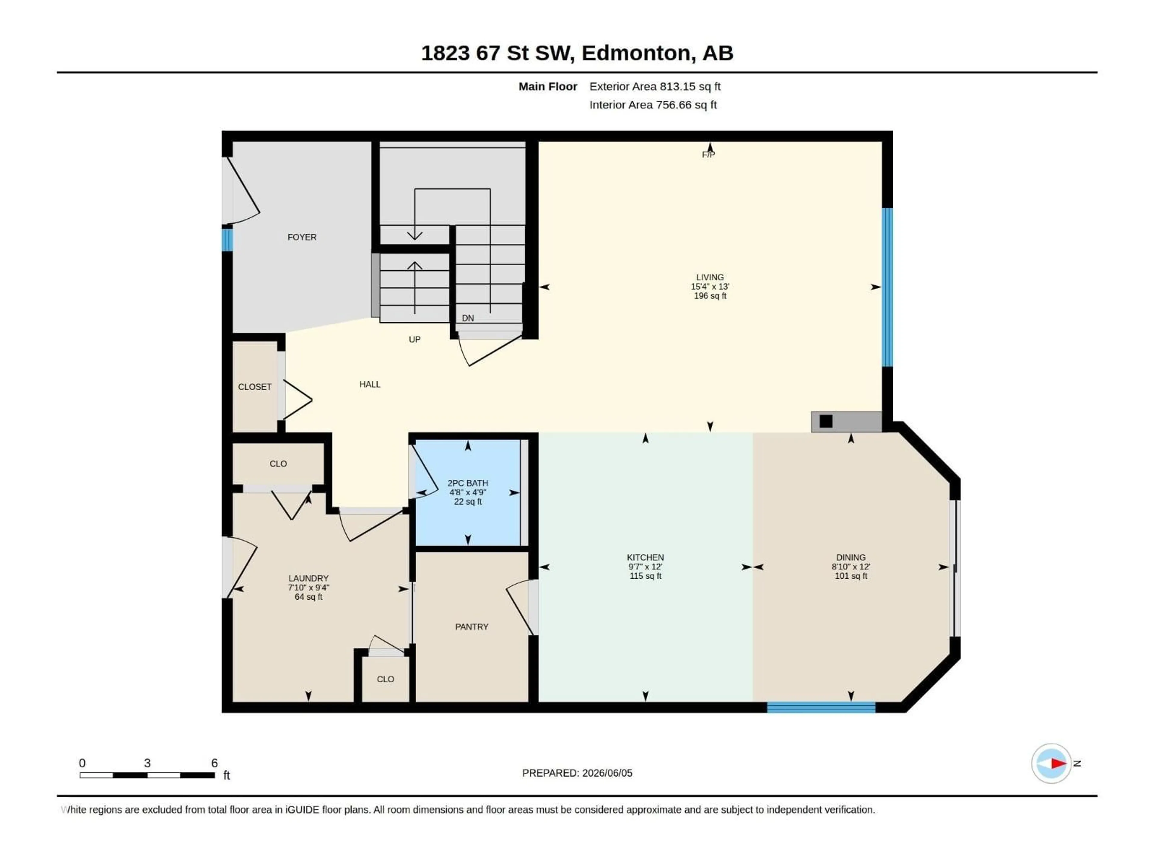 Floor plan for SW - 1823 67 ST, Edmonton Alberta T6X0L9
