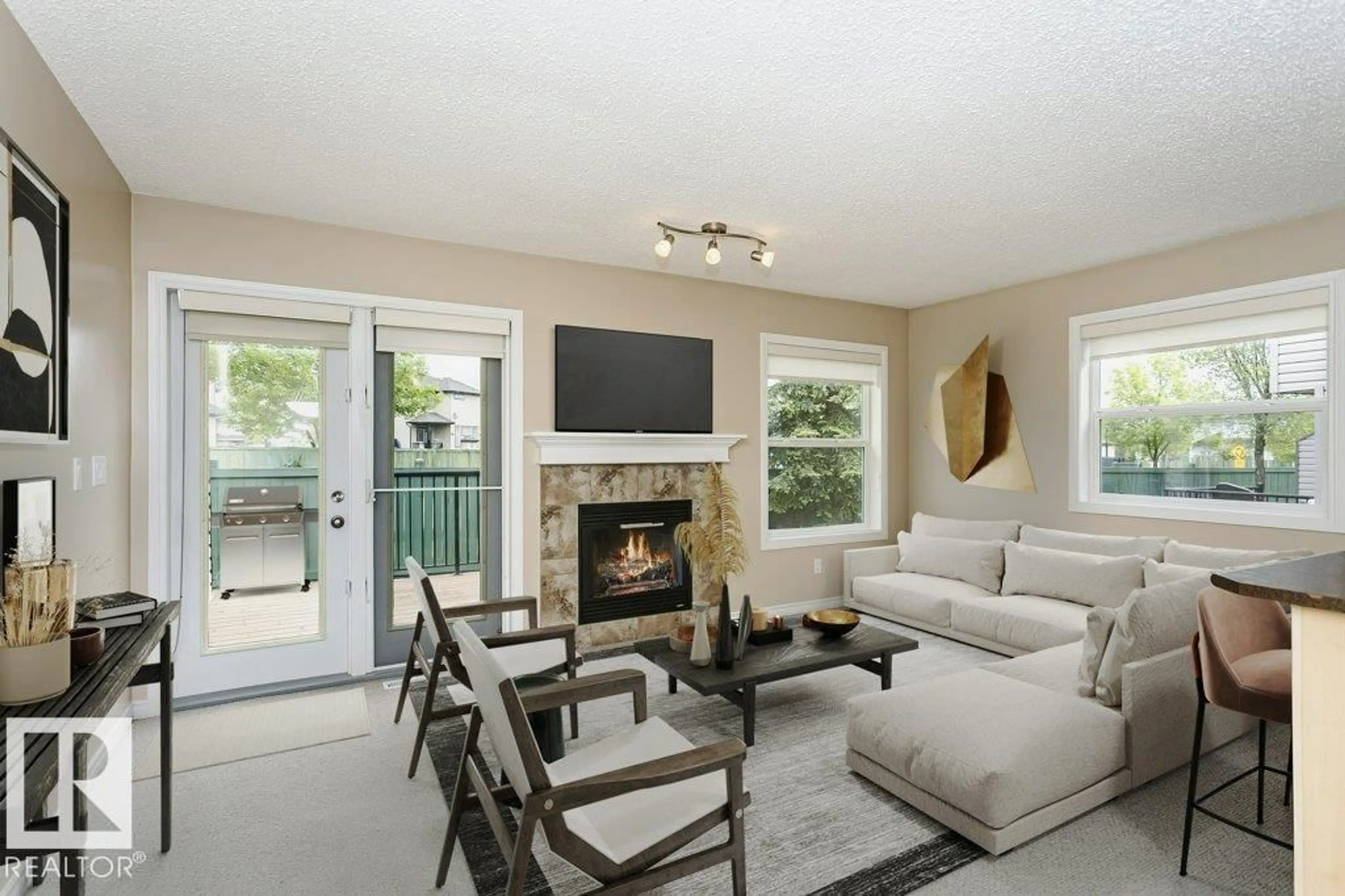 Living room with furniture, unknown for 15 - 21 WOODSMERE CL, Fort Saskatchewan Alberta T8L4S2