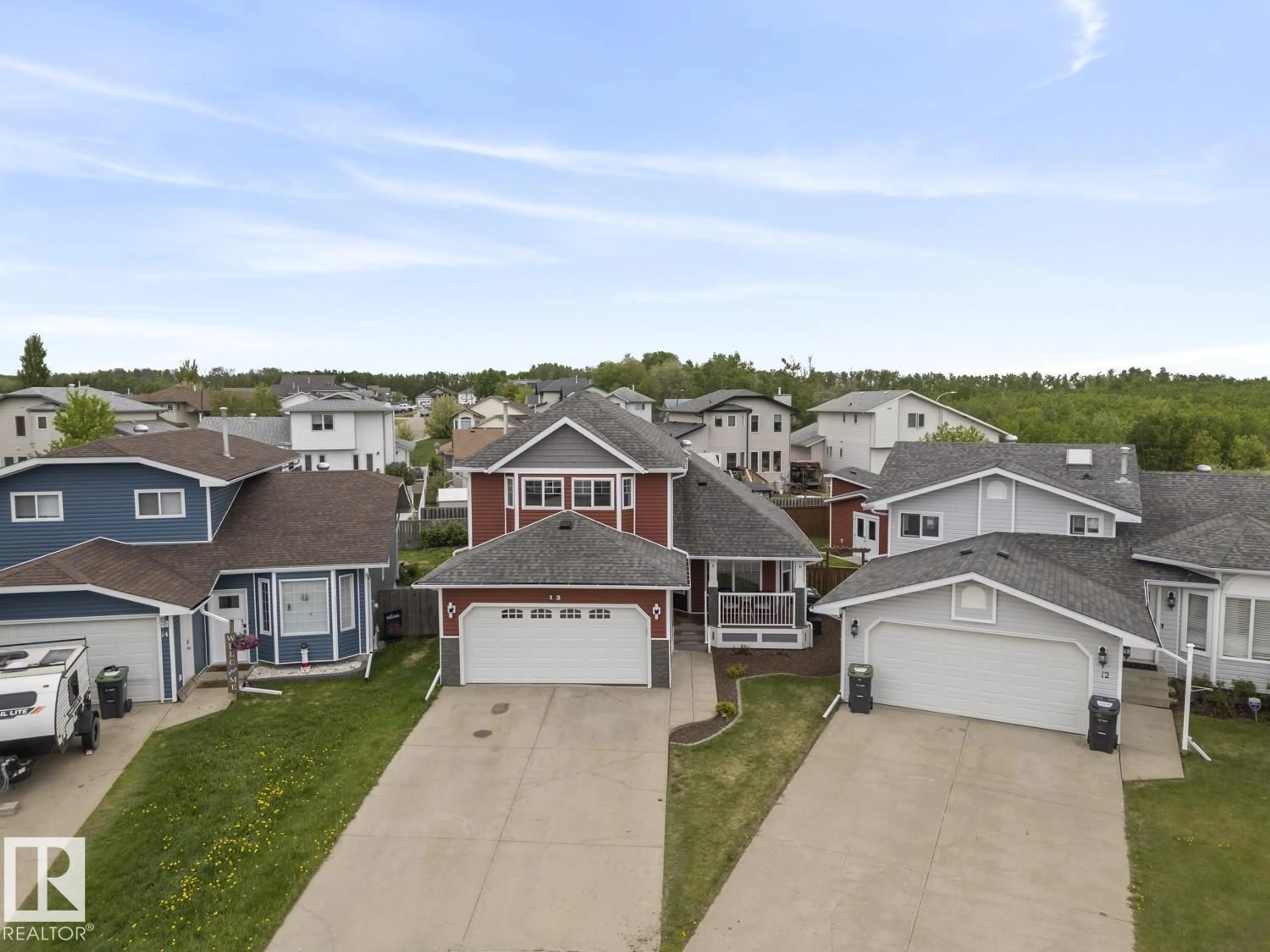 A pic from outside/outdoor area/front of a property/back of a property/a pic from drone, water/lake/river/ocean view for 13 SAMMUT PL, Cold Lake Alberta T9M1L5