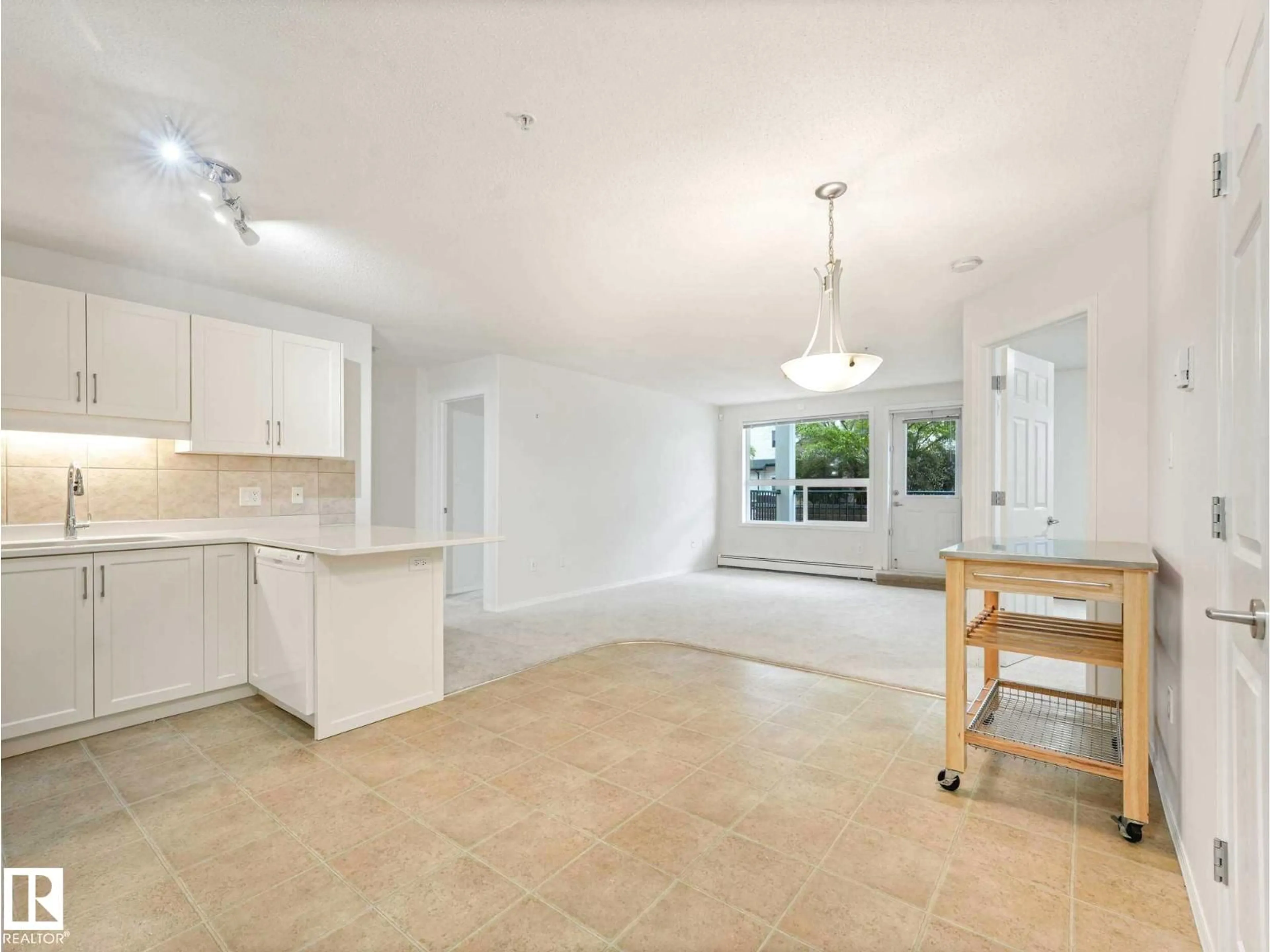 Open concept kitchen, ceramic/tile floor for #117 - 13635 34 ST, Edmonton Alberta T5A0C4