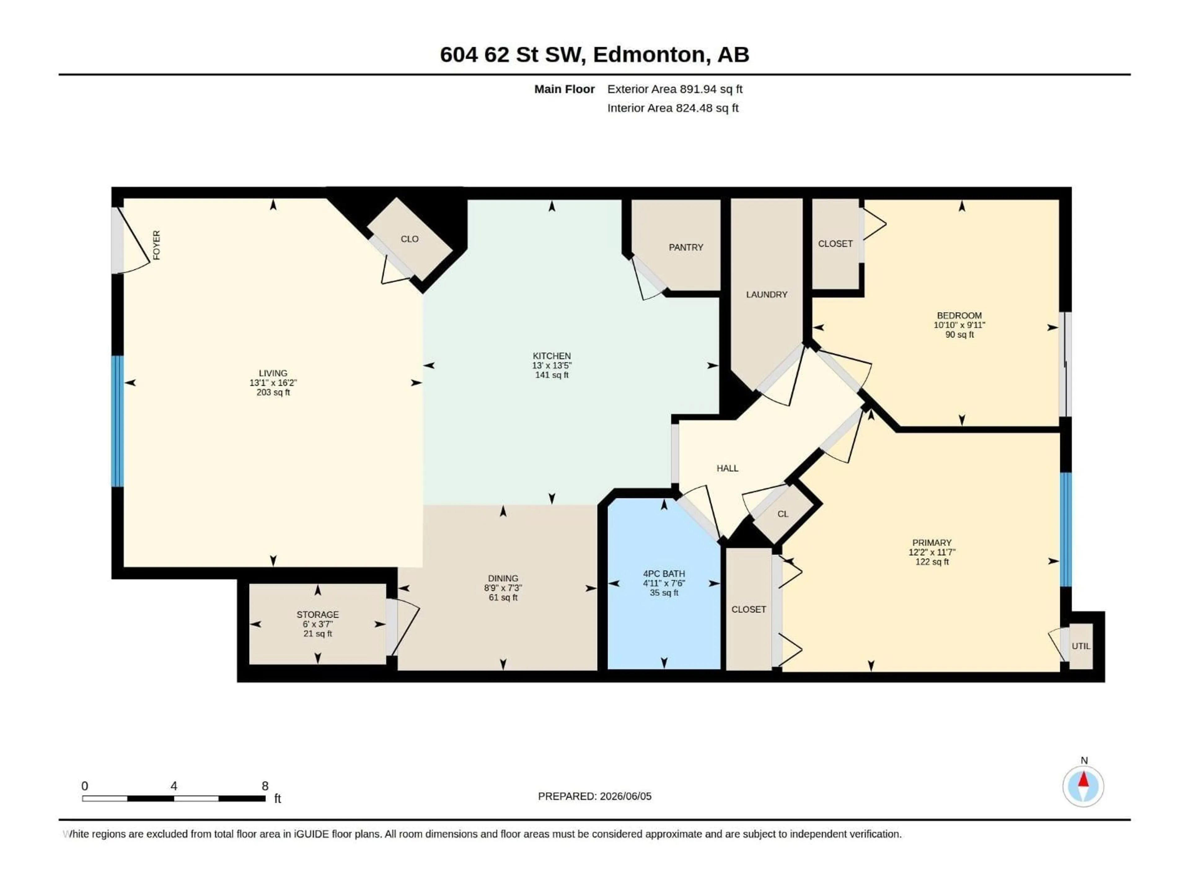 Floor plan for SW - 93 604 62 ST, Edmonton Alberta T6X0K4