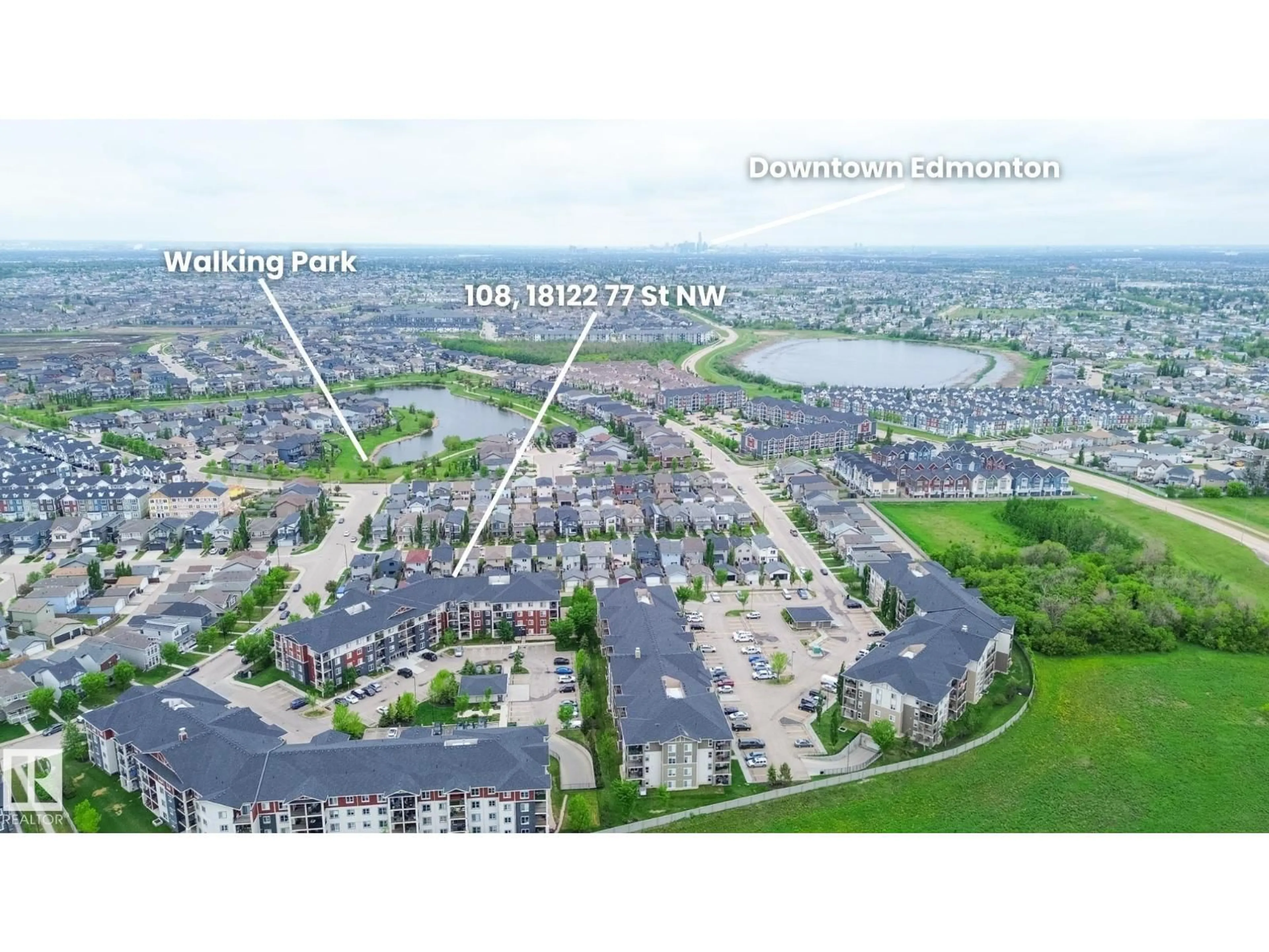 A pic from outside/outdoor area/front of a property/back of a property/a pic from drone, unknown for #108 - 18122 77 ST, Edmonton Alberta T5Z0N7