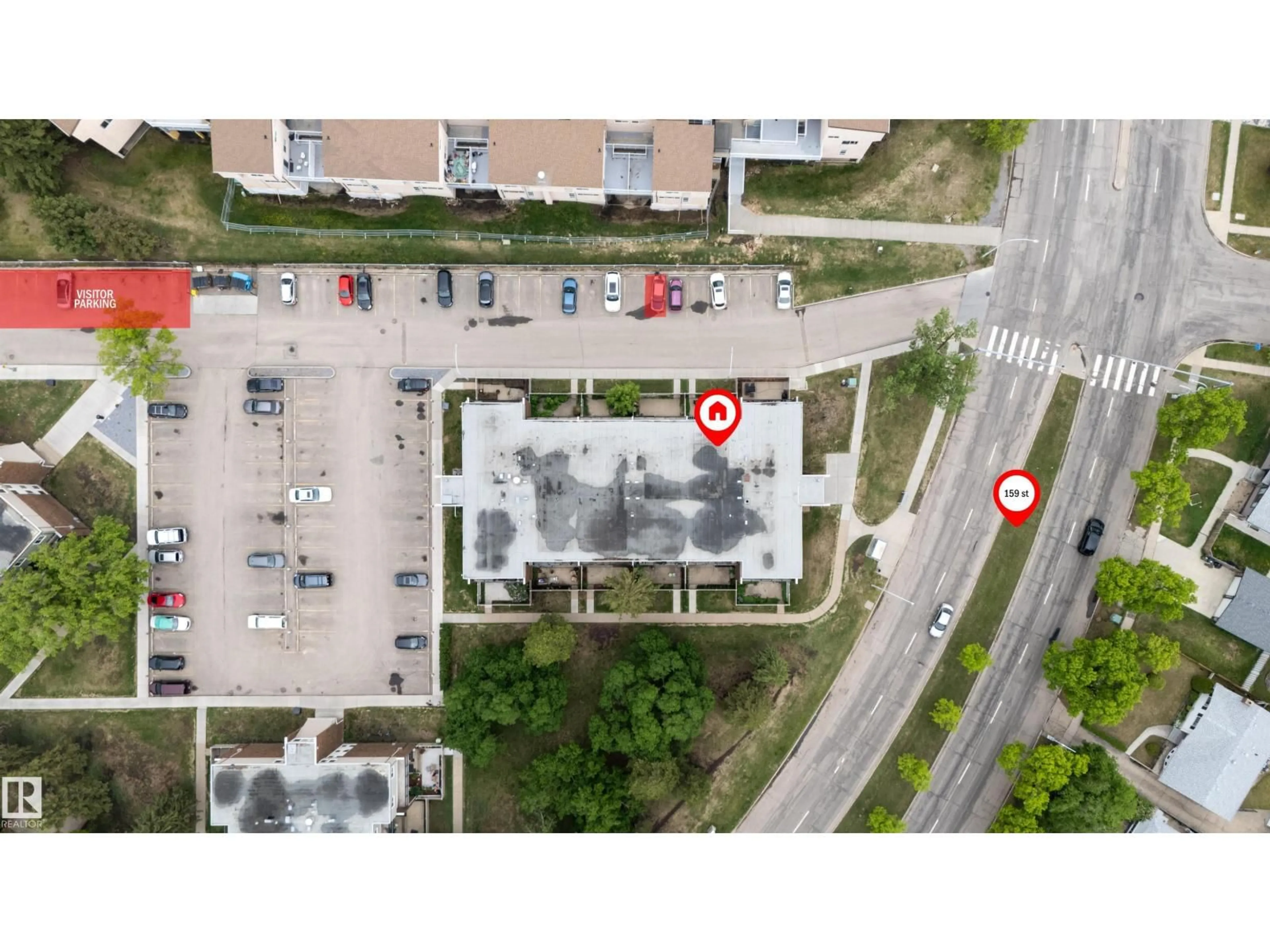 A pic from outside/outdoor area/front of a property/back of a property/a pic from drone, street for #110 - 7805 159 ST, Edmonton Alberta T5R2E1