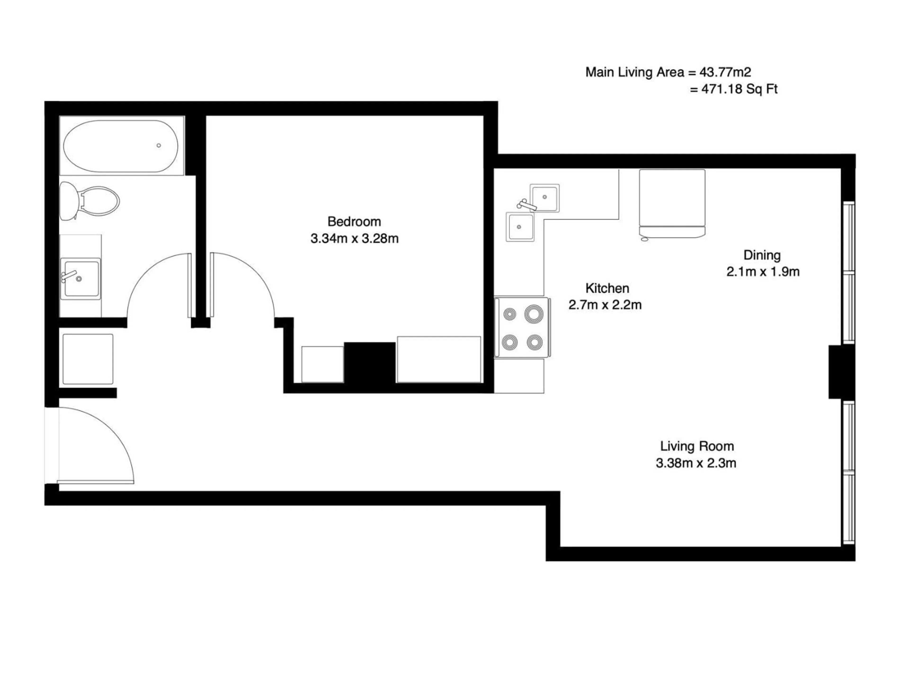 Floor plan for 10024 - 411 JASPER AV, Edmonton Alberta T5J1R9